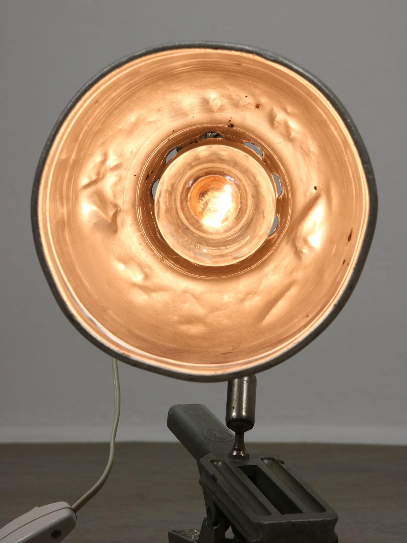 Vintage Industrial Italian Ianiro Clip on Lamp, 1950s | Chairish