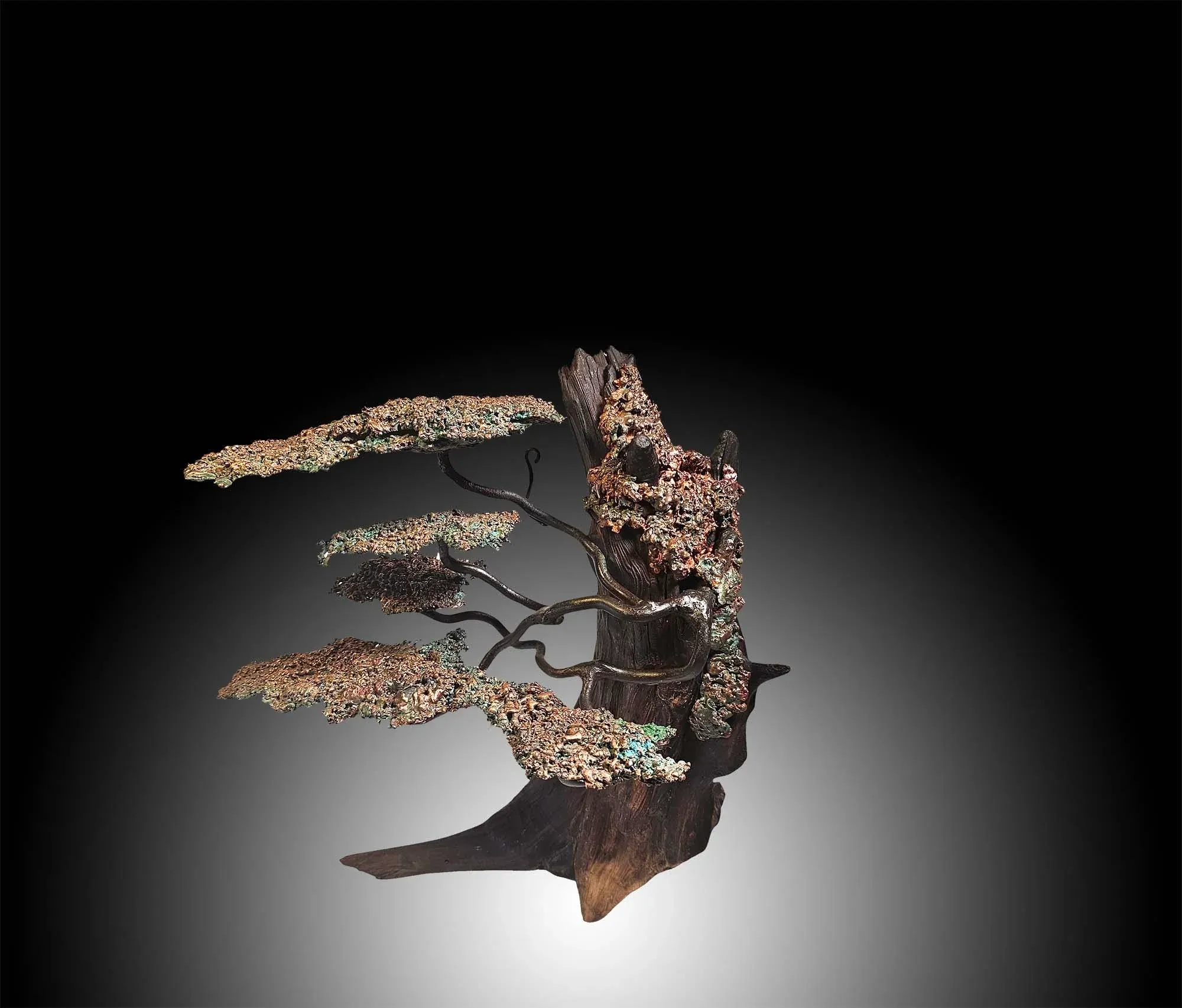 Mid 20th Century Handmade Copper Bonsai Tree Sculpture