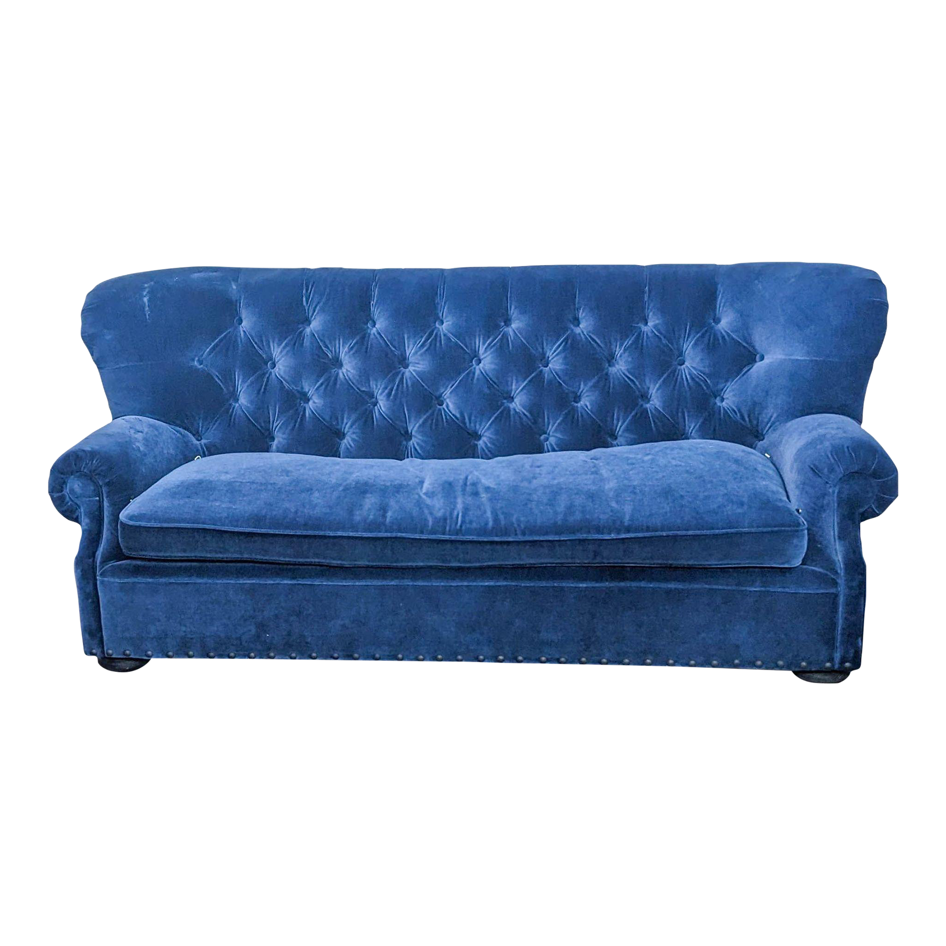 Restoration hardware blue velvet sofa outlet
