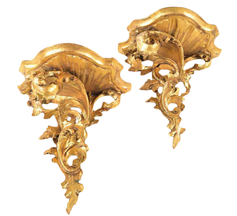 Antique Rococo Gilt Wood Wall Brackets A Pair Chairish
