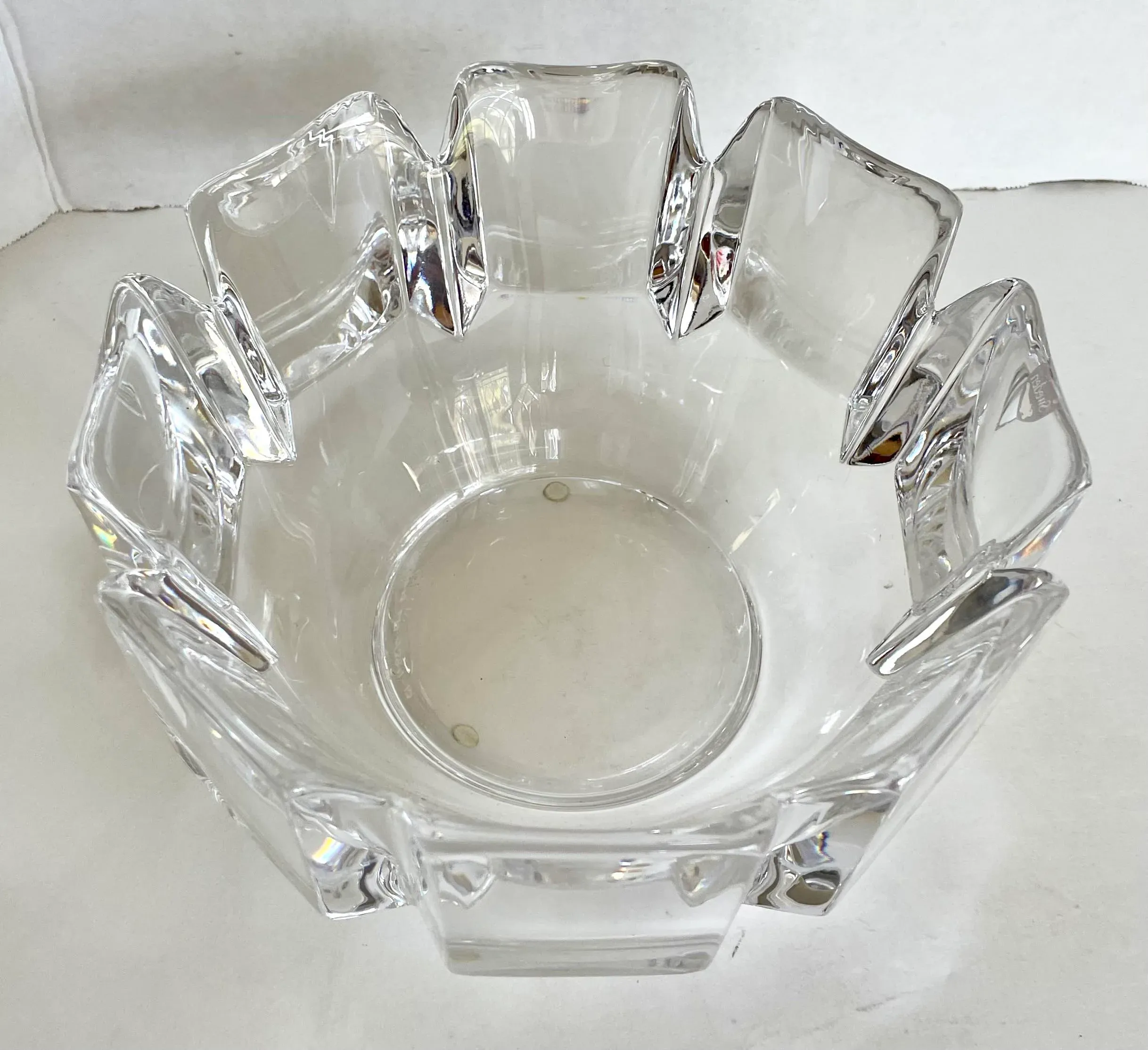 Vintage Orrefors Crystal Corona Bowl by Lars Hellsten | Chairish