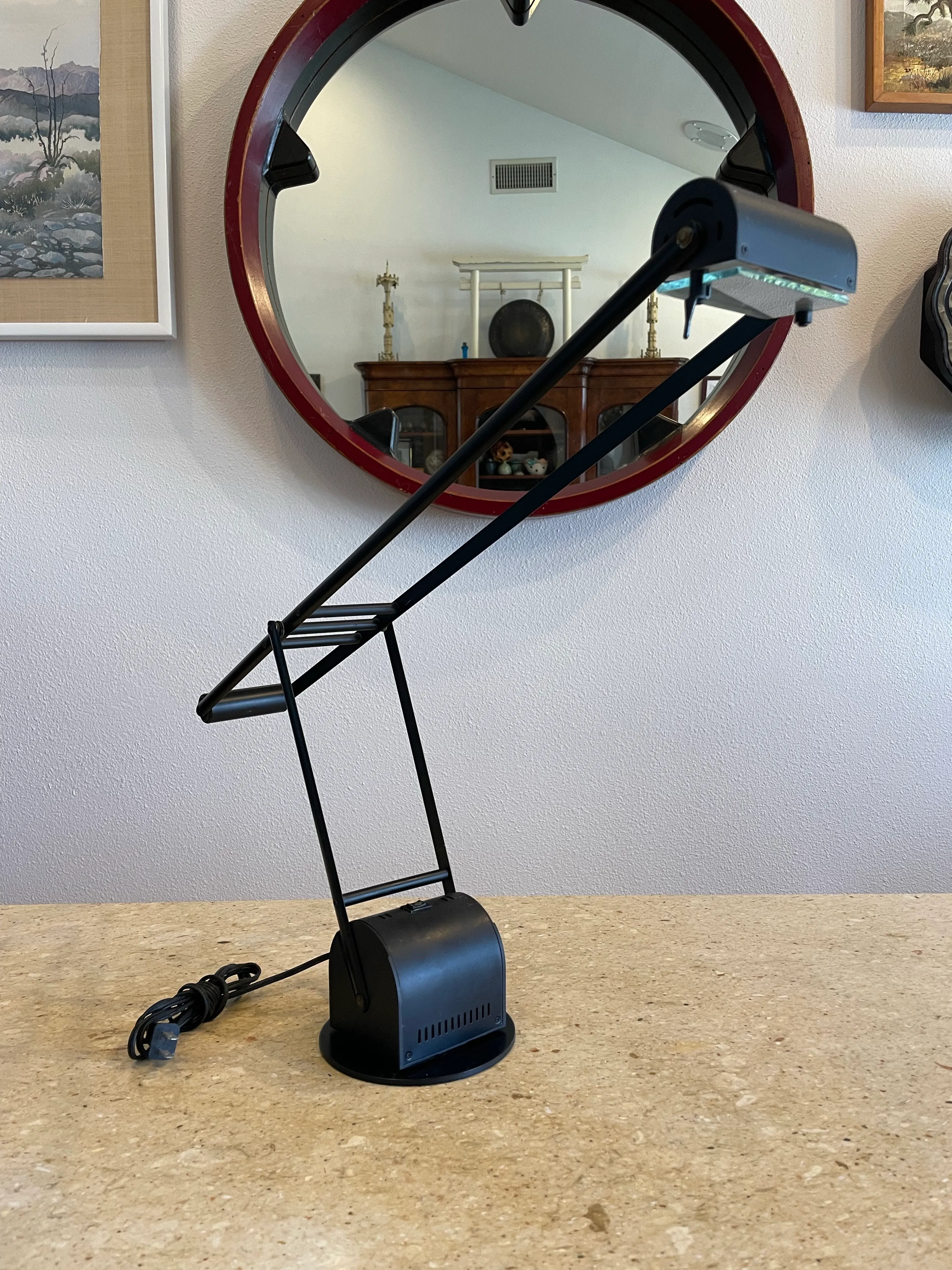 1980s Postmodern Black Cantilever Task Lamp by Lite Source Inc