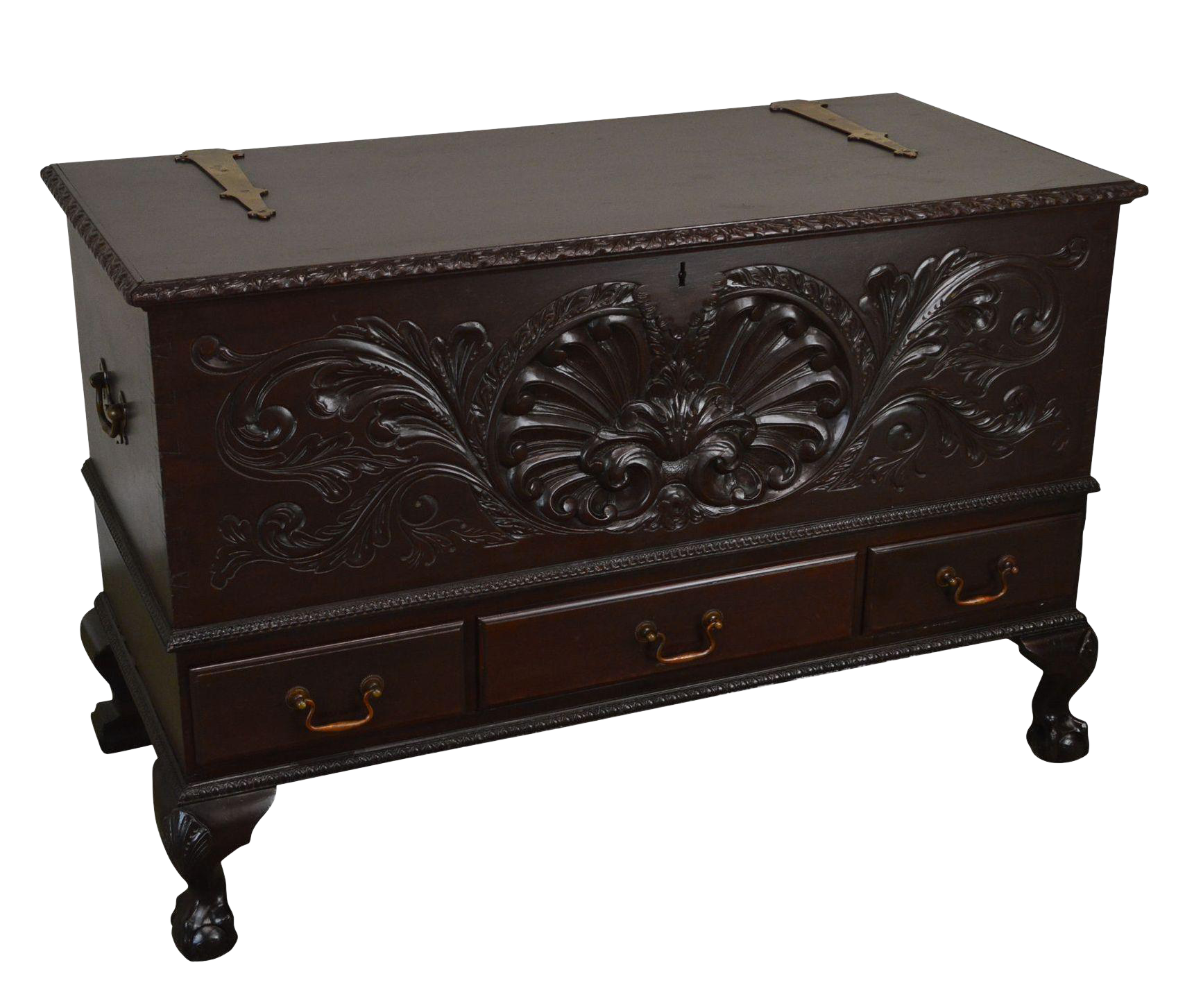Chippendale Style Antique Carved Mahogany Ball Claw Blanket