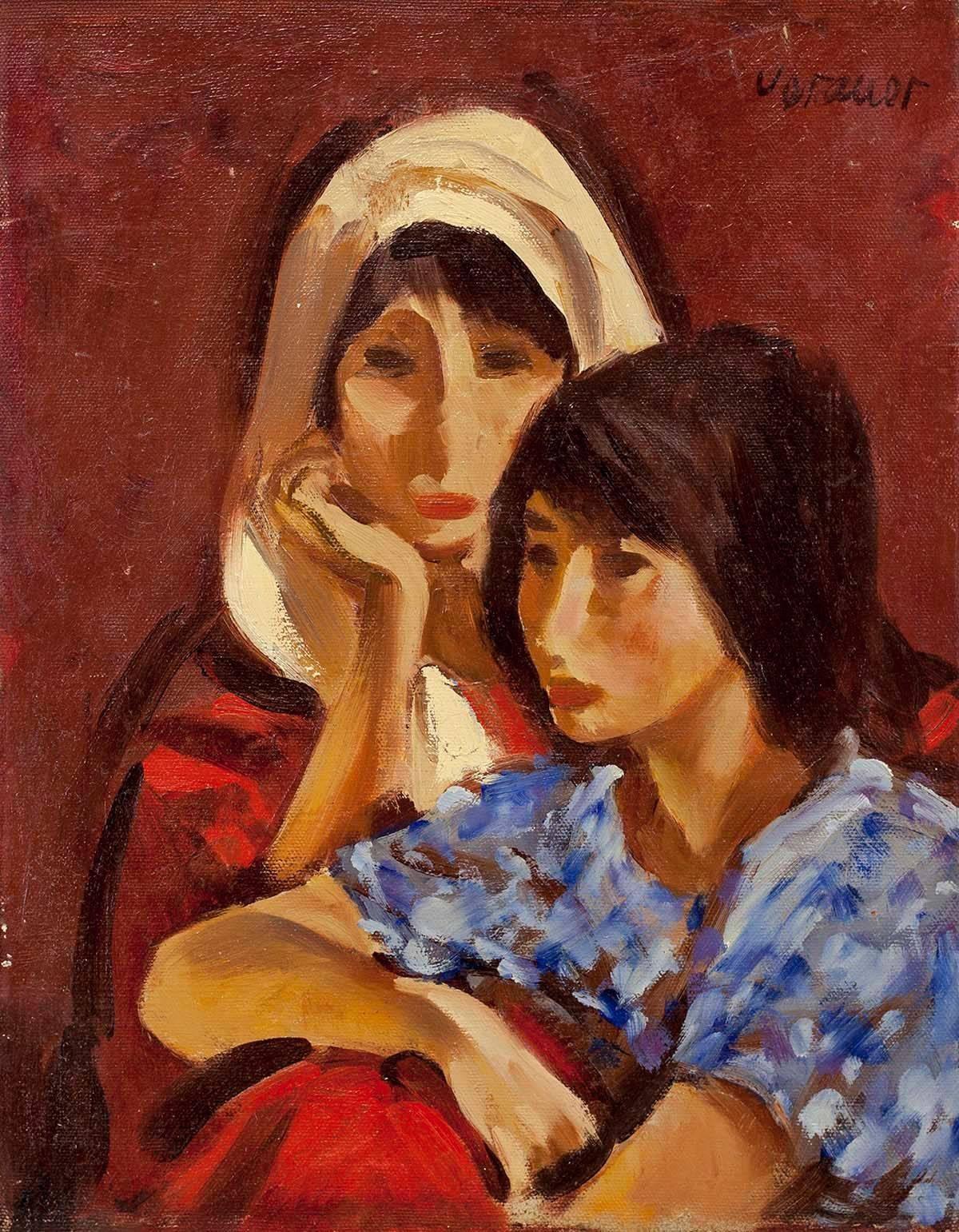 Anton Vorauer, Portrait, Two Women, Oil on Canvas, c. mid 1900\'s