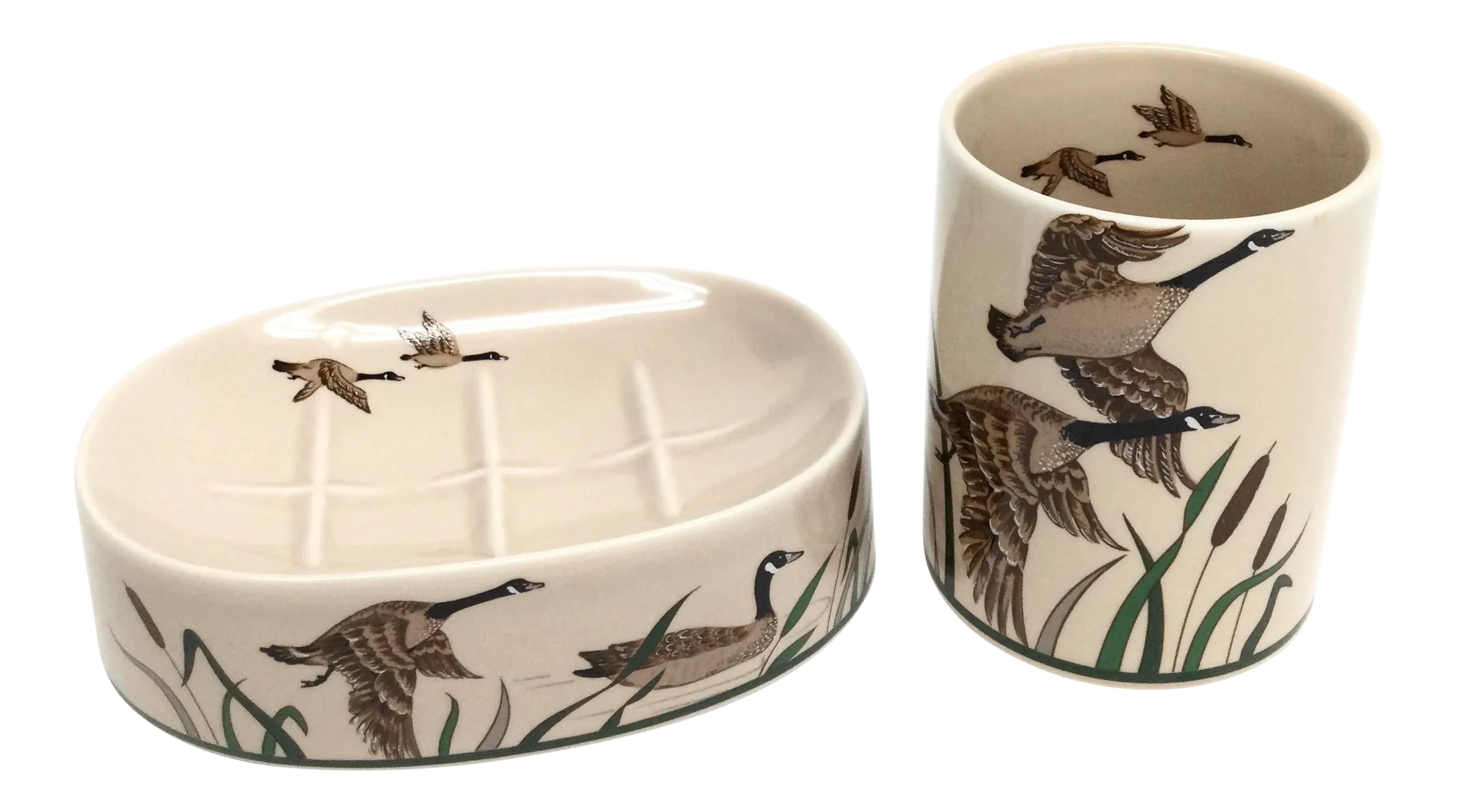 Mid Century Duck Theme Ceramic Bathroom Set 3 Pieces Chairish