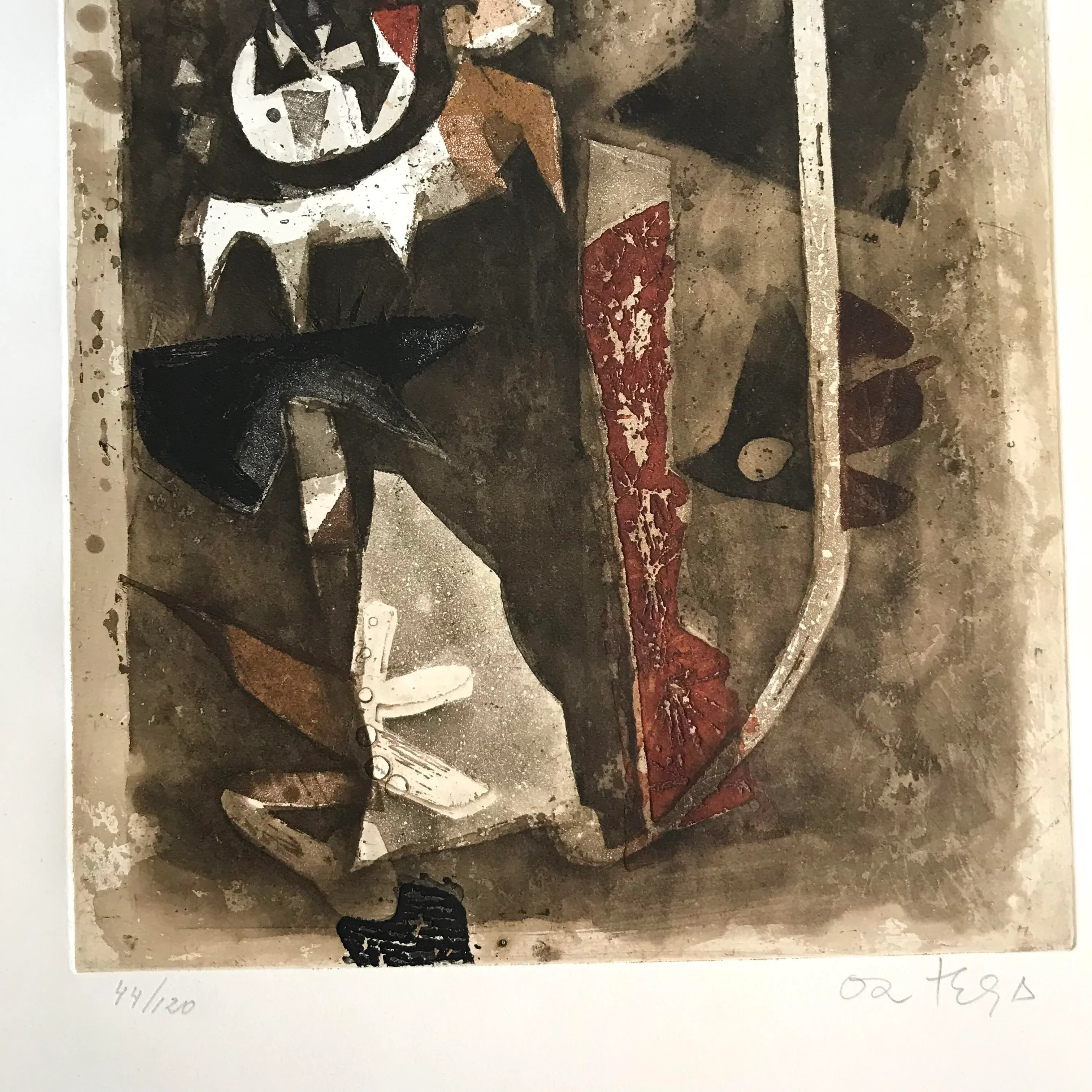 1962 Abstract Signed Aquatint Etching by Jose Ortega | Chairish