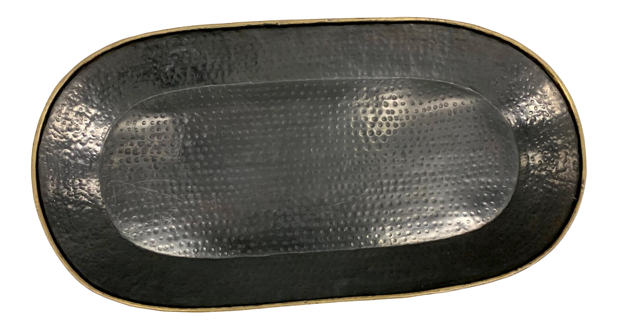 Black & Brass Hammered Metal Tray Chairish