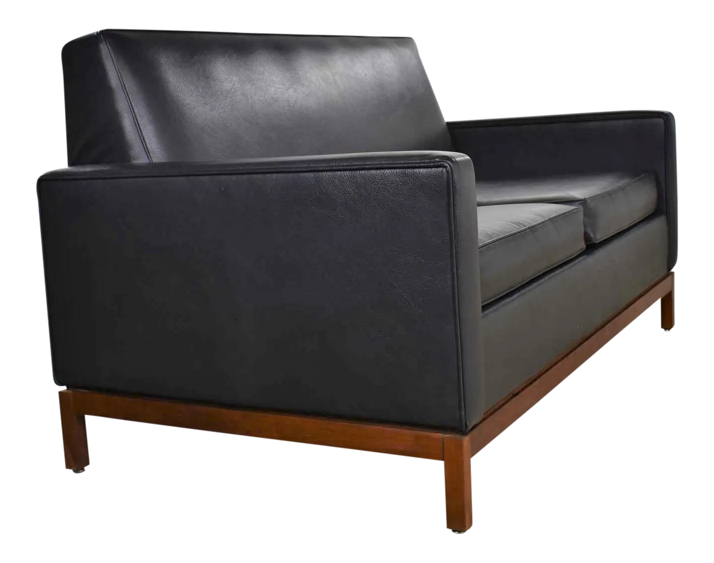 Mid Century Modern Black Faux Leather Love Seat Sofa by Taylor Chair Co