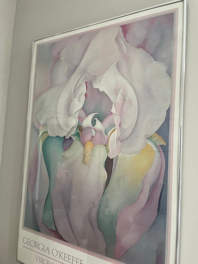 Vintage 1980s Framed Georgia O'Keeffe “Light Iris” Museum Poster