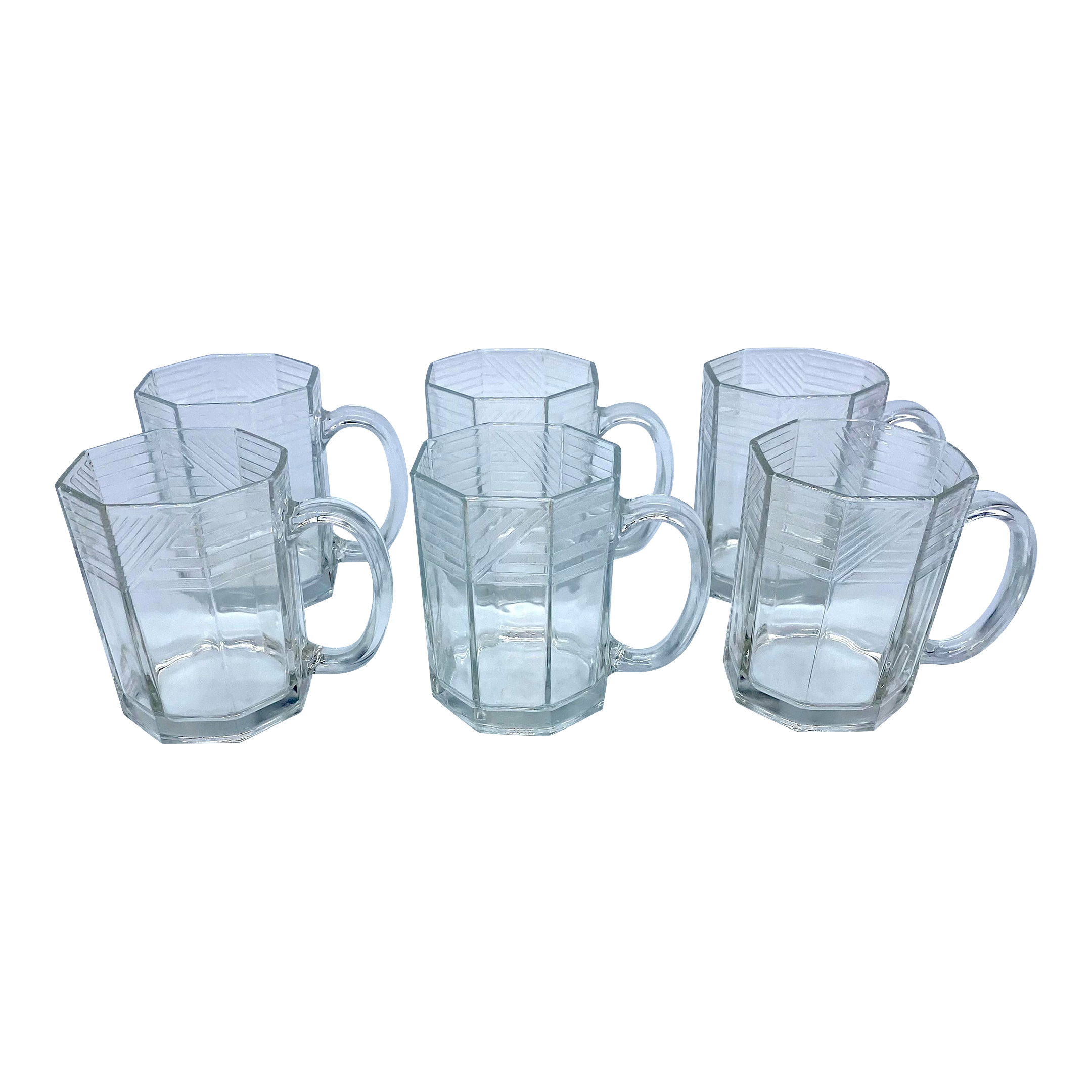 Arcoroc Usa Octime Clear Etched Glass Mugs Set of 6 Chairish