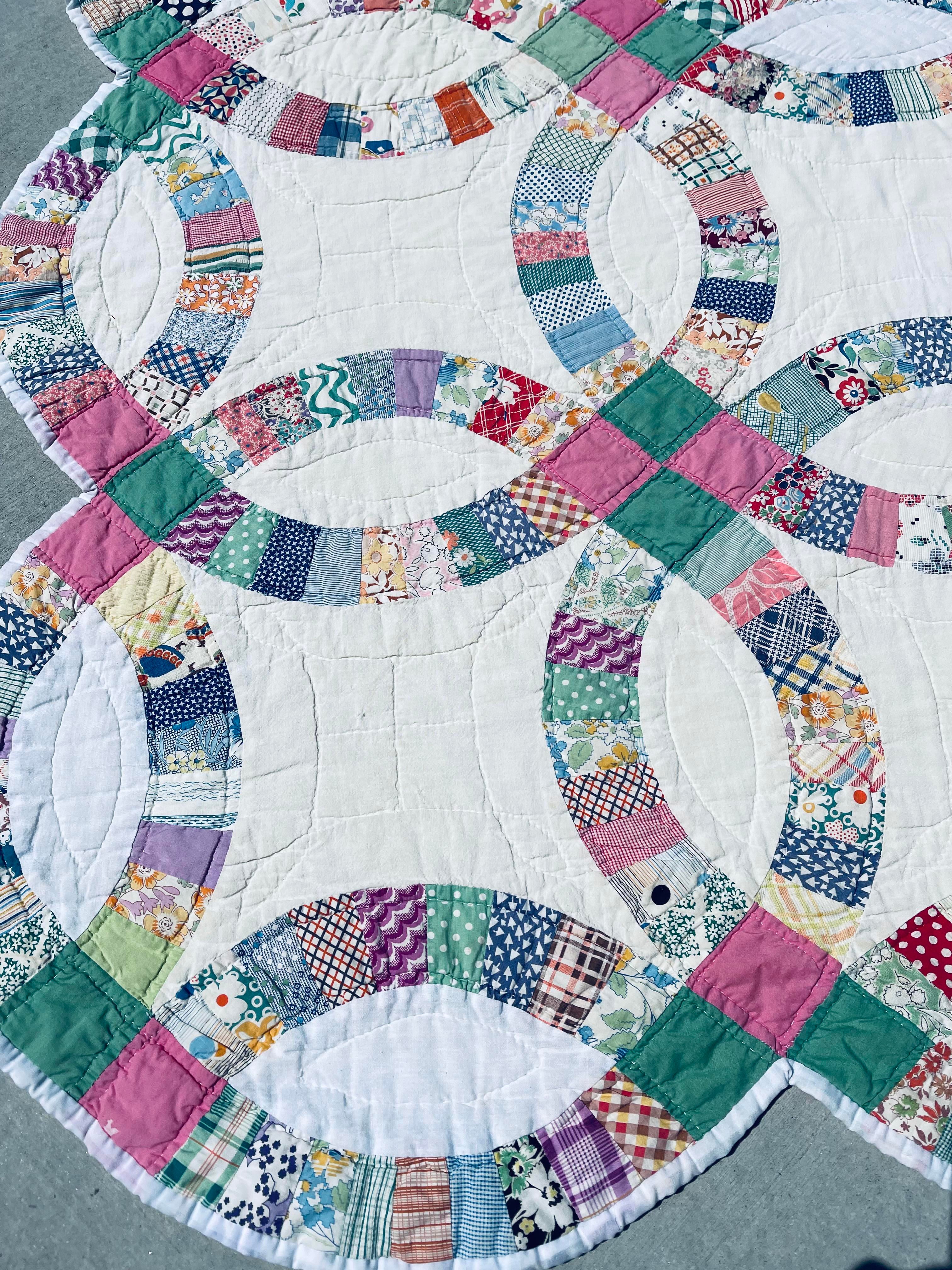 Antique double wedding ring quilts for sale best sale
