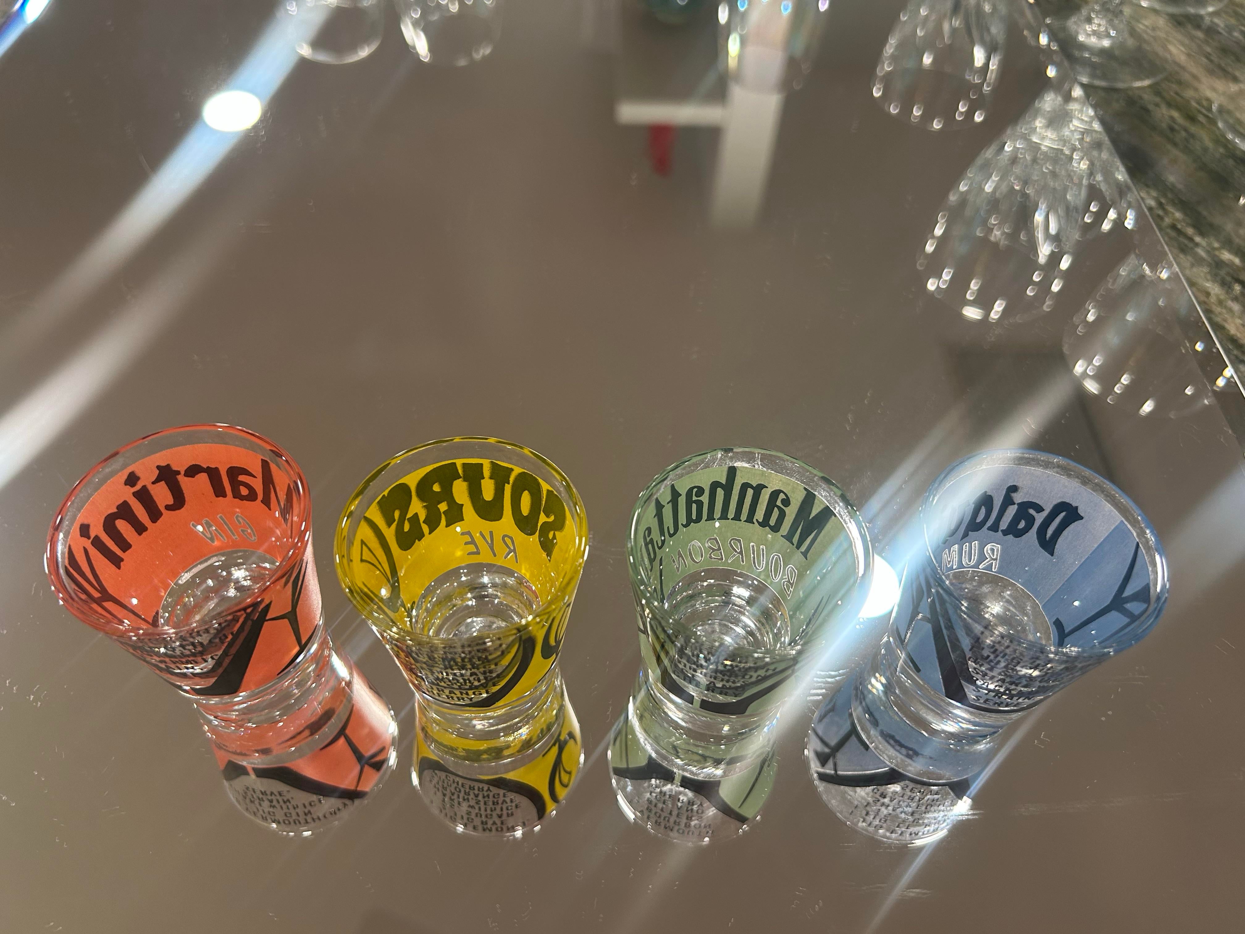 Mid Century Modern Set of 4 Federal Glass Shot Glasses With Recipe’s, image size:4032x3024