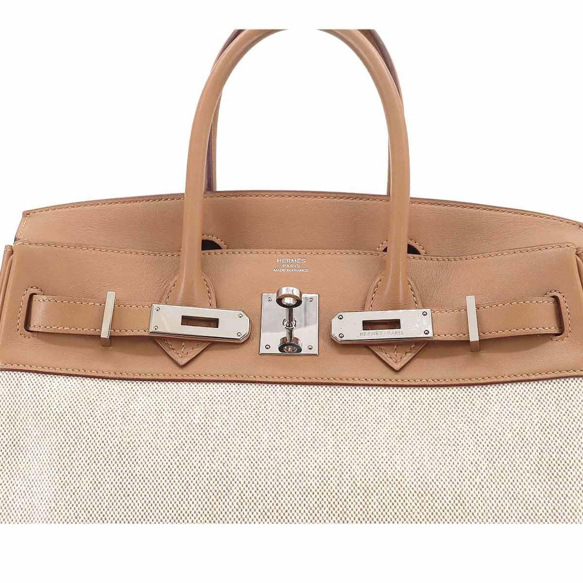 Hermes Birkin 30 Hand Bag Toile Ash Swift Beige L Stamp Silver