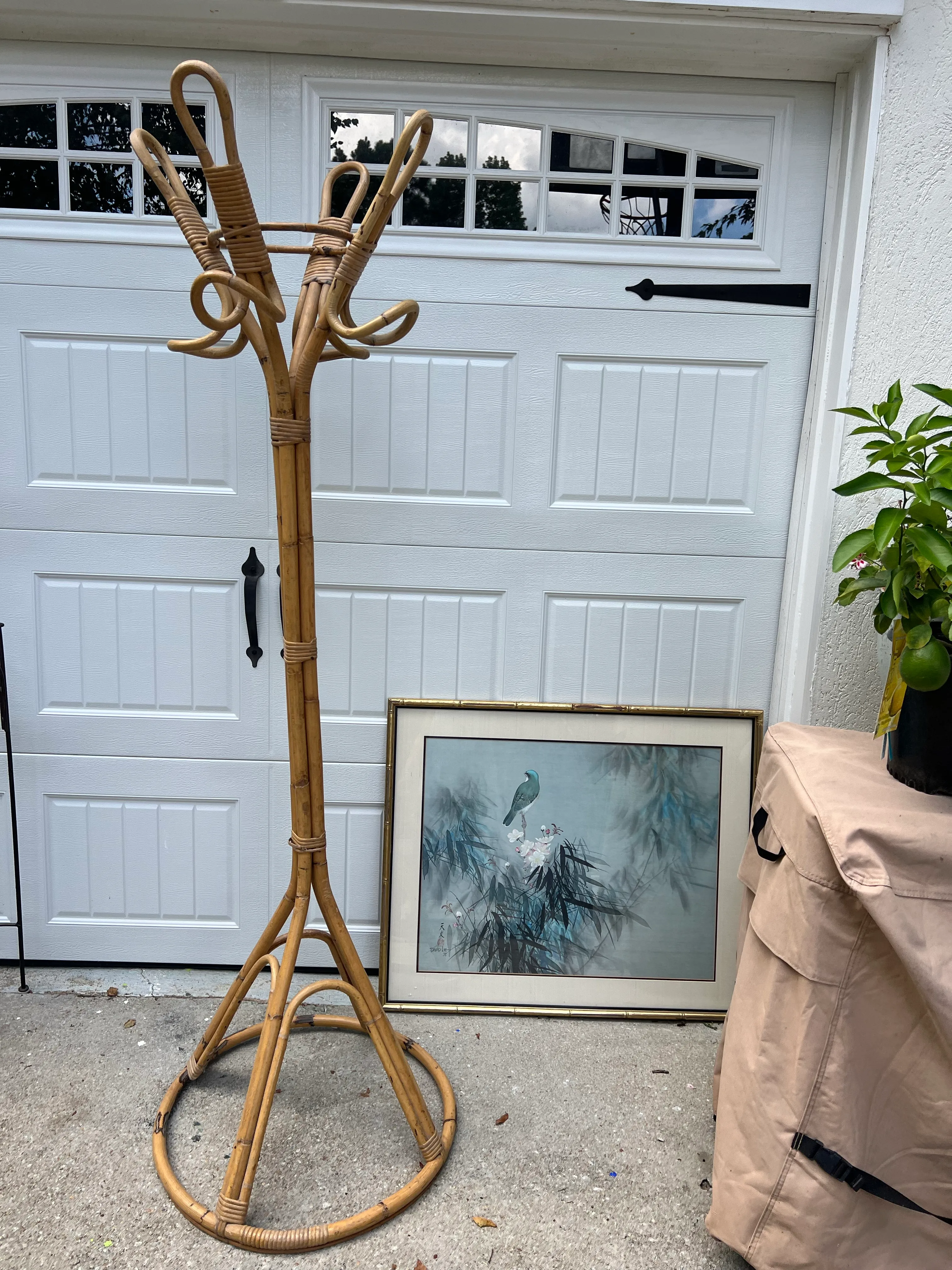 1970s Vintage Handmade Bamboo Large Detailed Coat Rack | Chairish