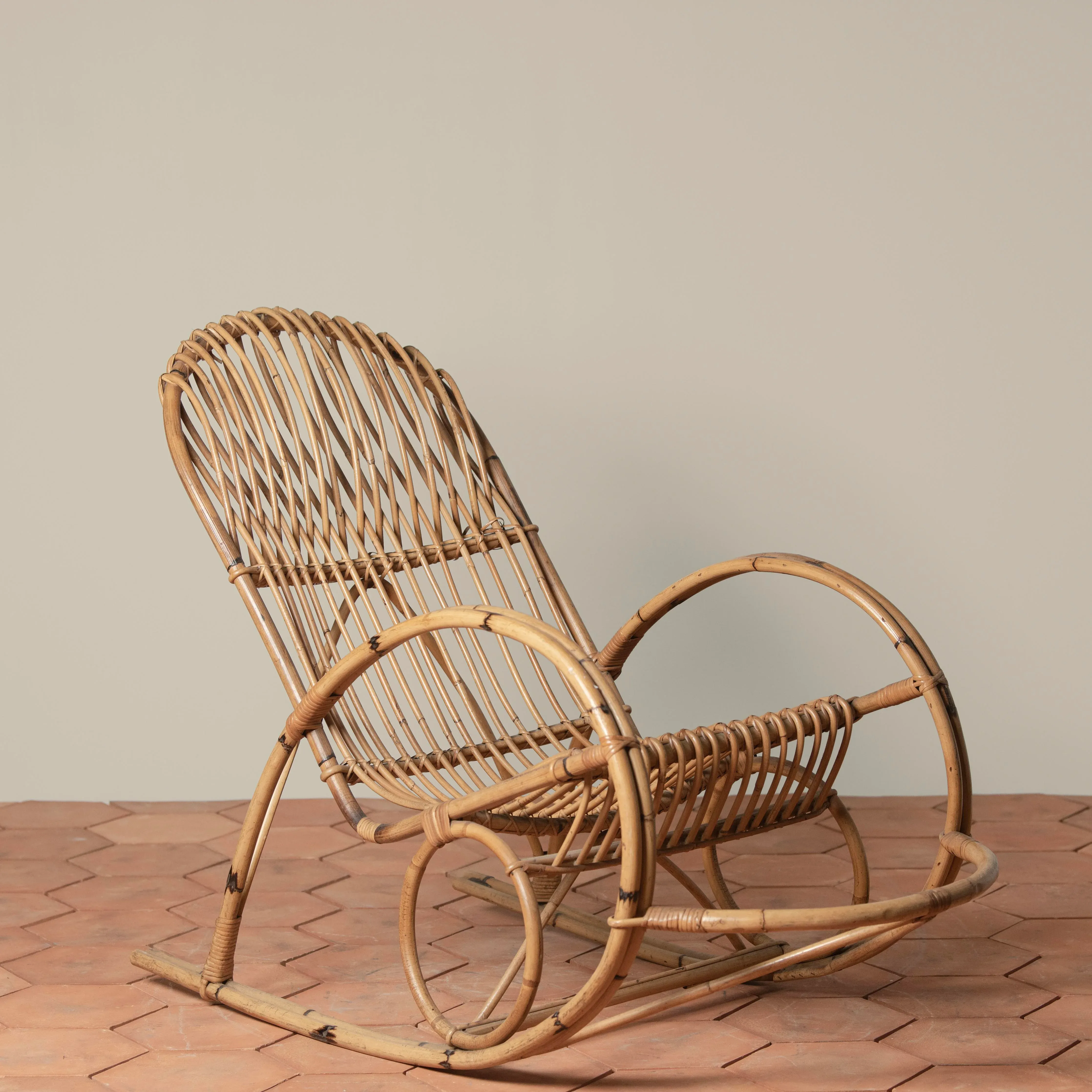 Vintage Rattan Eloise Rocking Chair | Chairish