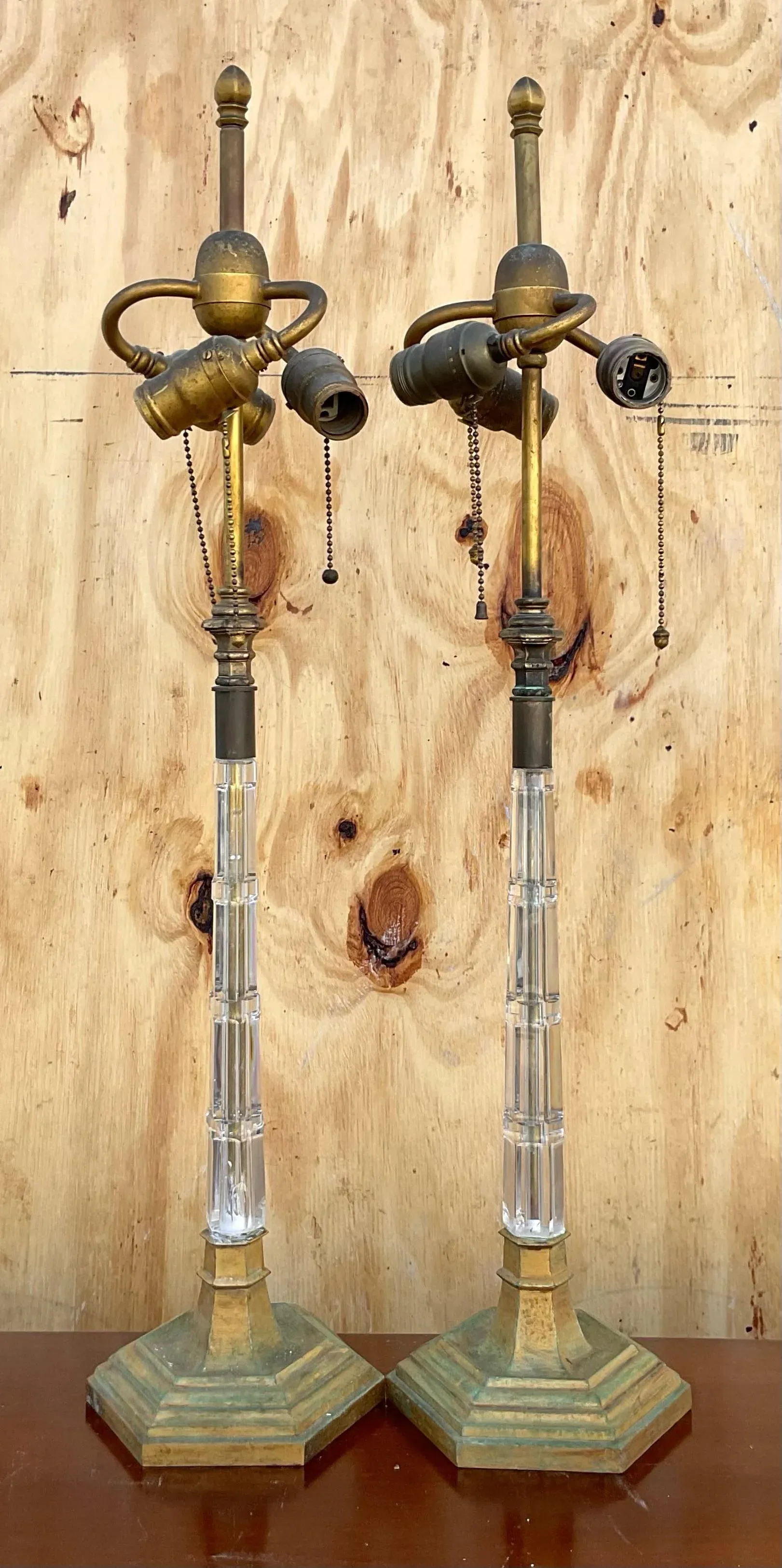 Vintage Stacked Cut Crystal Three Bulb Table Lamp a Pair Chairish