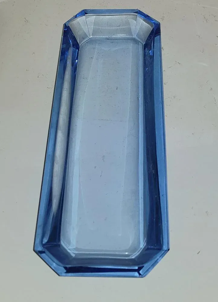 blue glass dressing table set Art Deco Blue Glass Dressing Table Set – Tort And Tiger main image 0