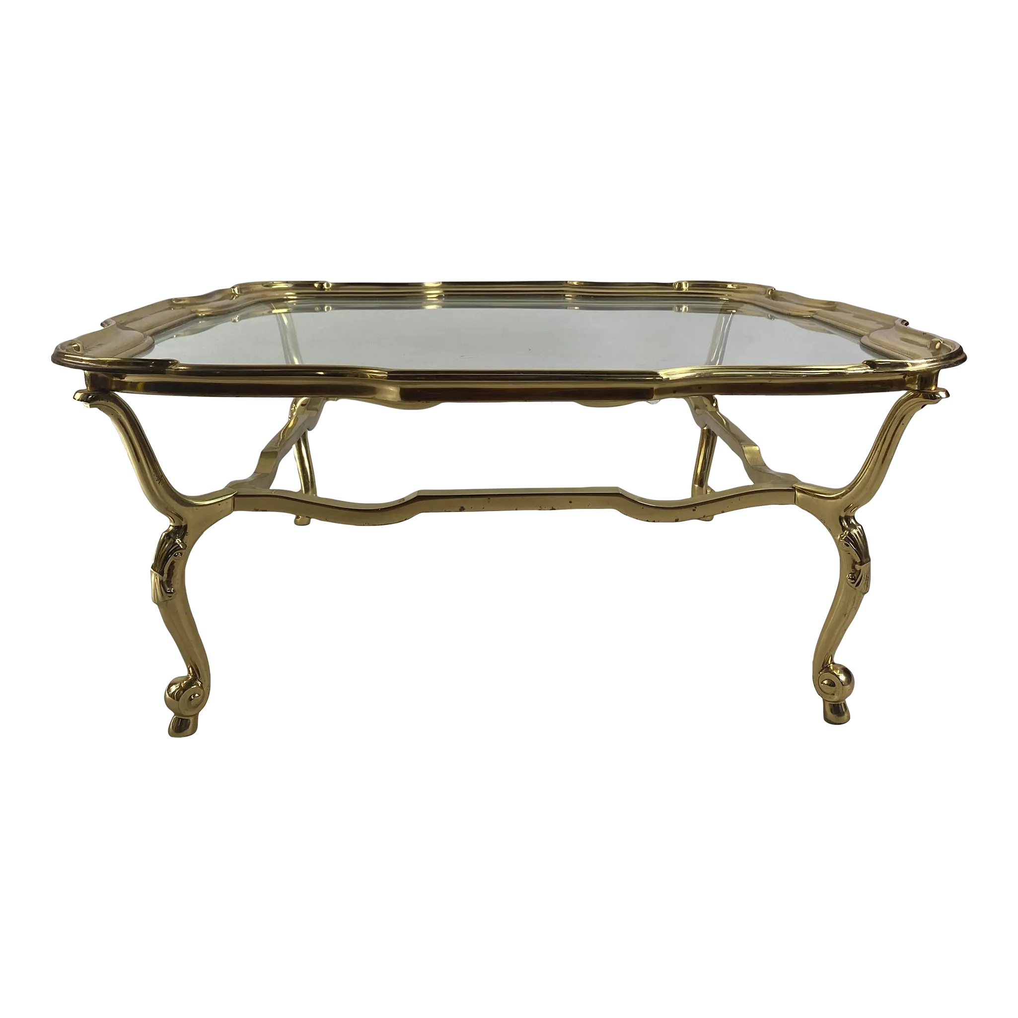 Vintage La Barge Scalloped Brass and Glass Coffee Table Chairish
