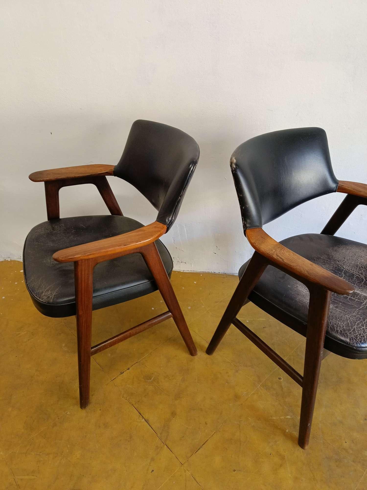 Vintage Danish Chairs in Teak by Erik Kirkegaard, 1950s, Set of 2