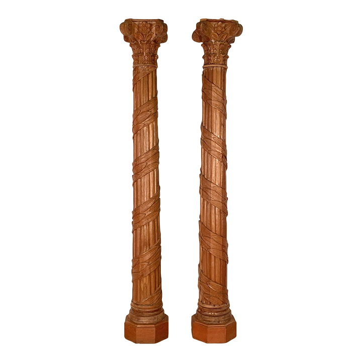 1970s Carved Wood Columns, Italy a Pair Chairish