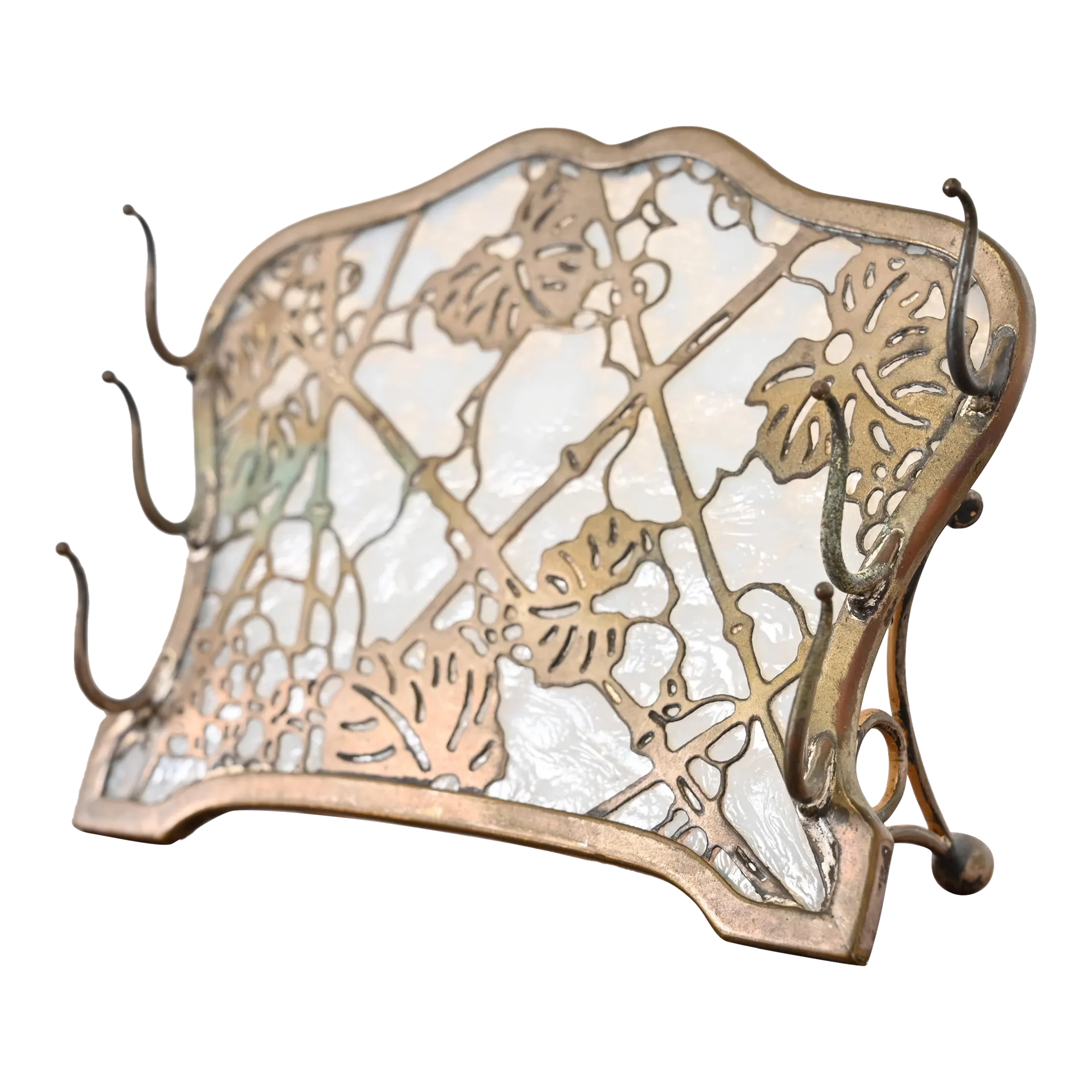 Tiffany Studios New York Grapevine Pattern Bronze Doré and Slag Glass ...