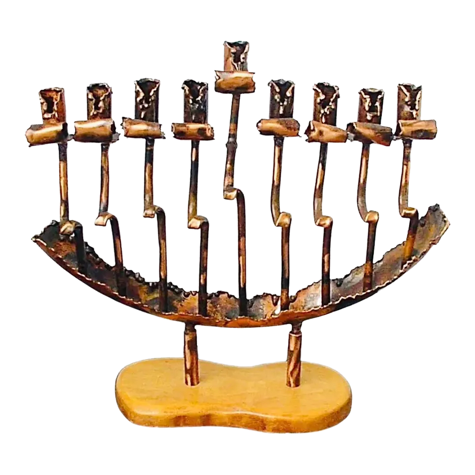 X Large Vintage Rami Zamir Torch Cut Hand Forged Brutalist Copper