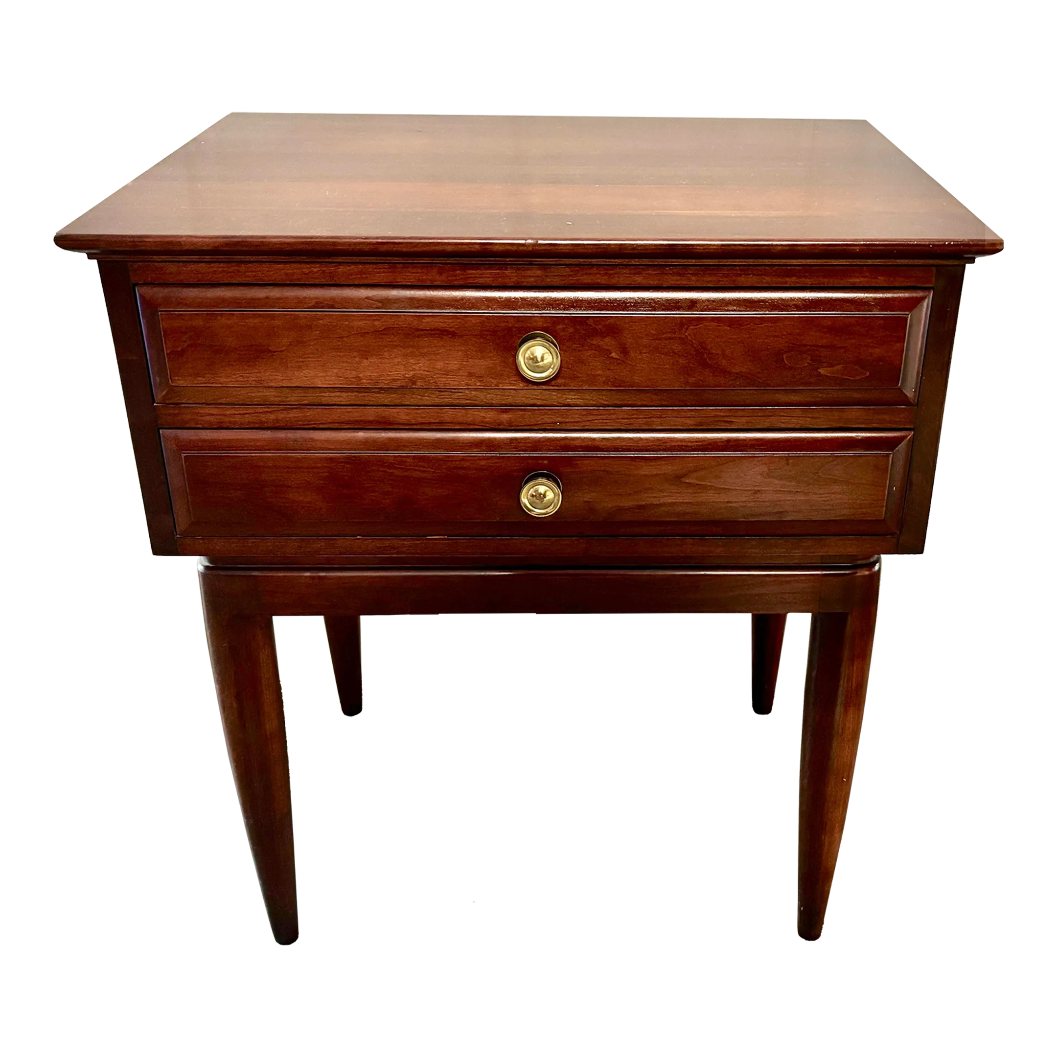 Willet Transitional Mid Century Modern Cherry 2 Drawer Nightstand