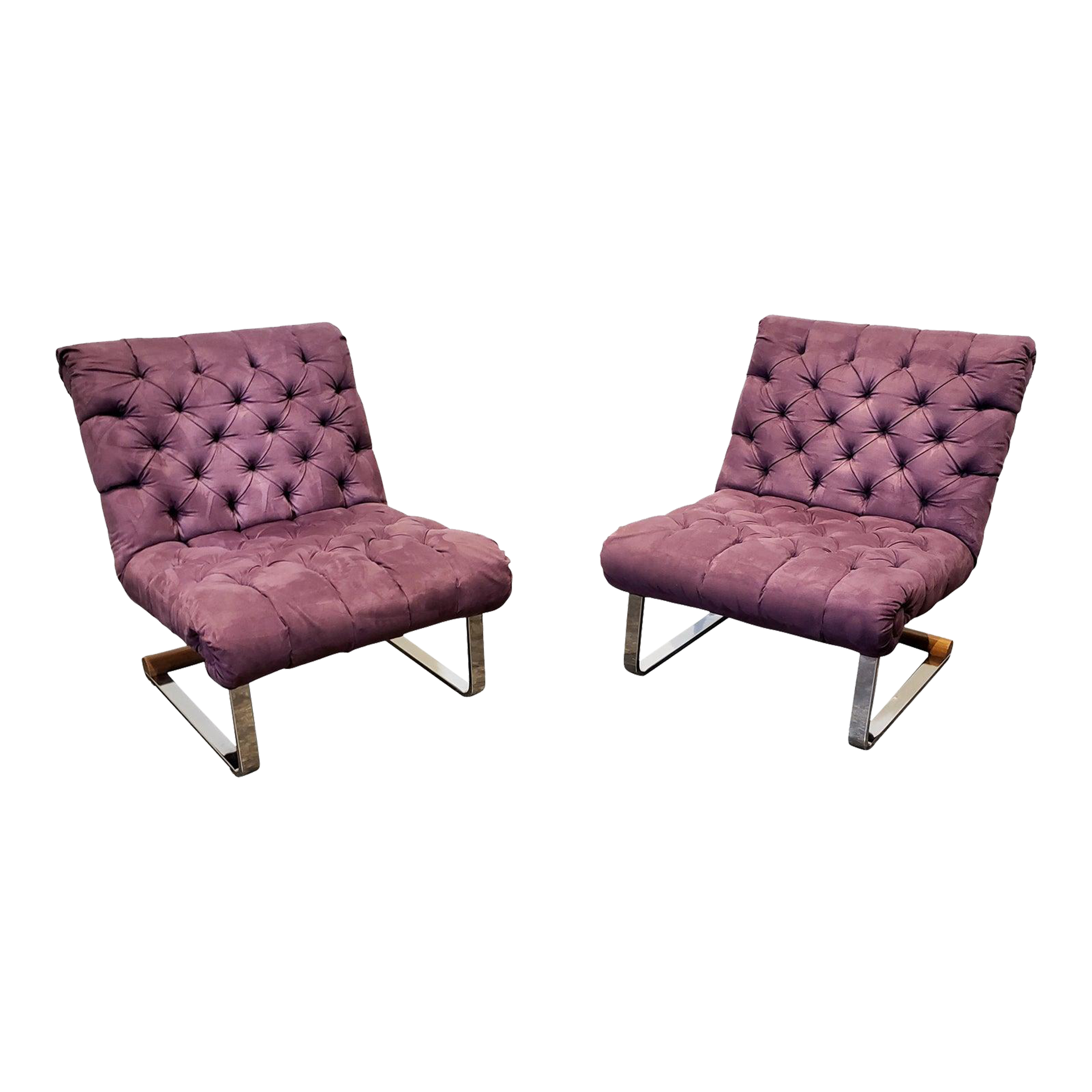 Milo Baughman Style Cantilever Lounge Slipper Chairs a Pair Chairish