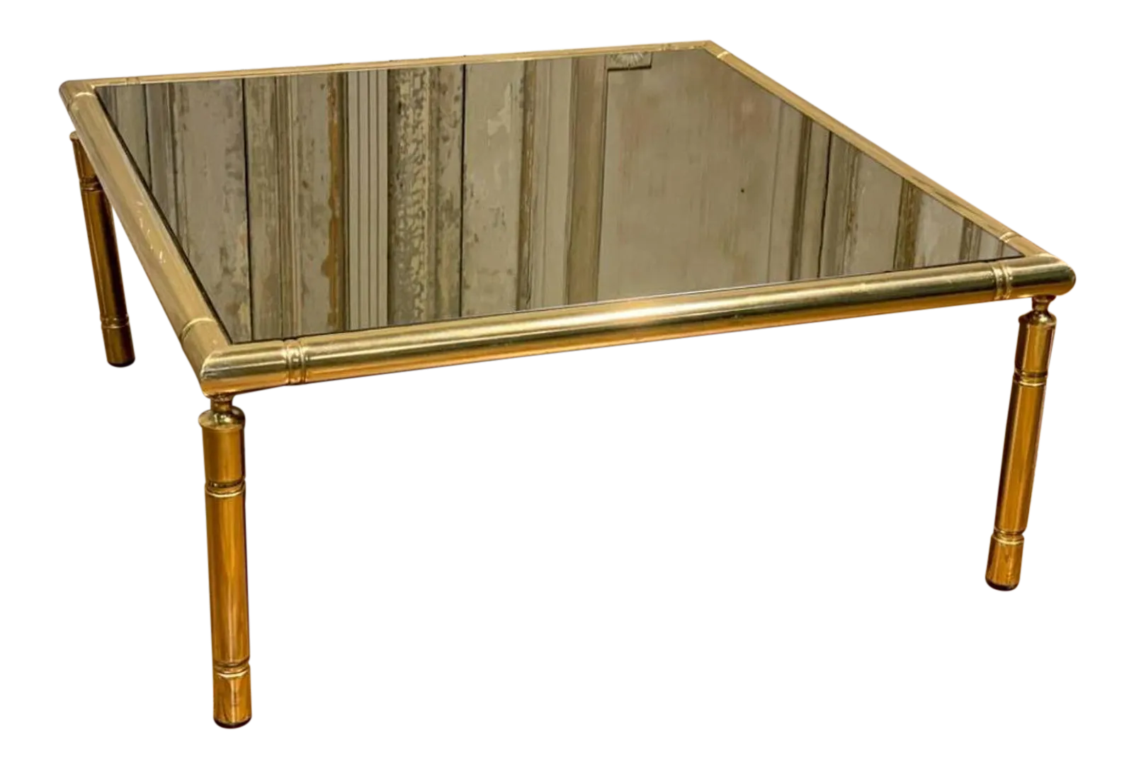MidCentury French Brass Smoked Mirror Coffee Table Chairish