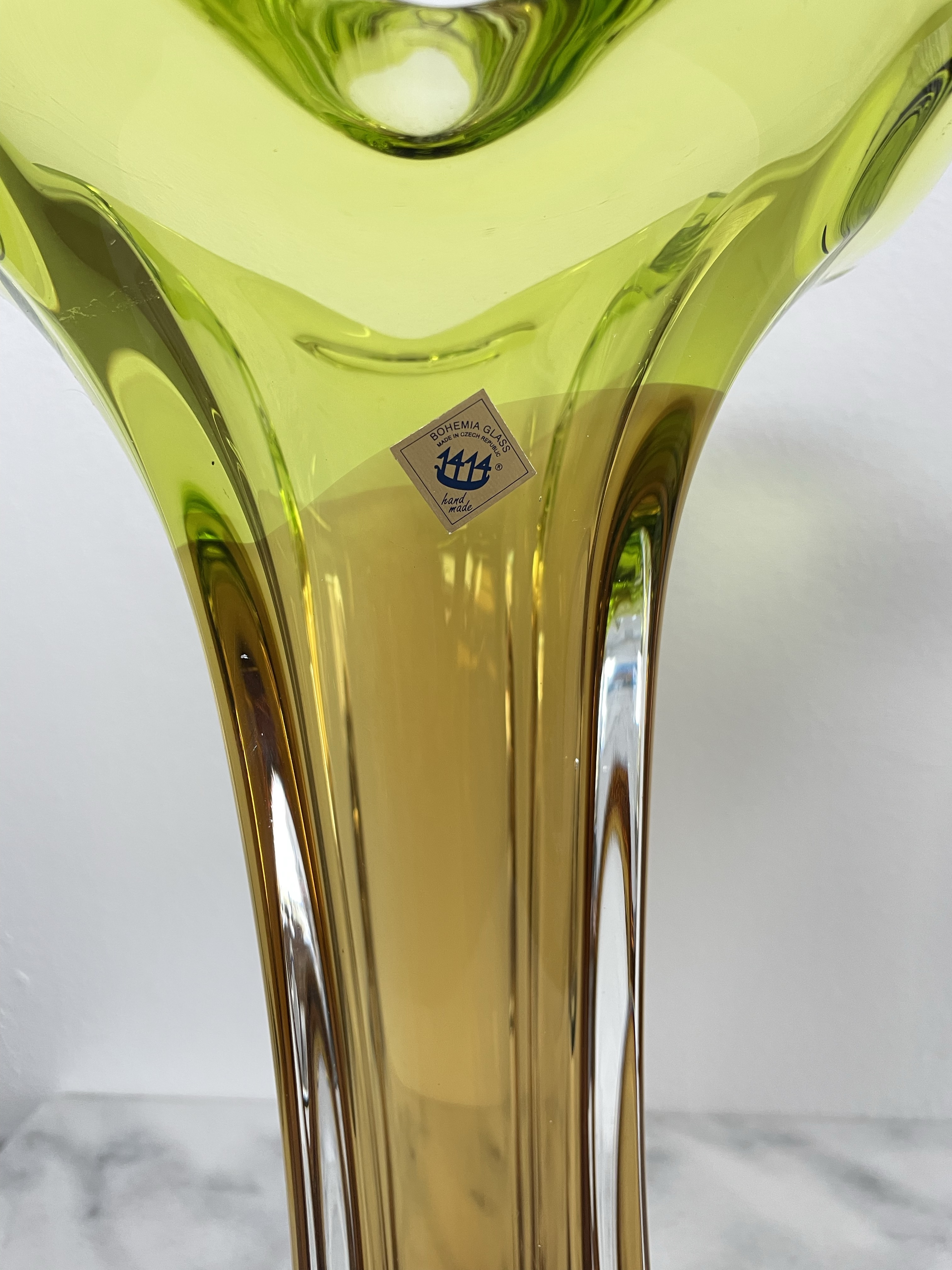 Mid 20th Century Bohemia Glass Czech Republic Art Glass Vase