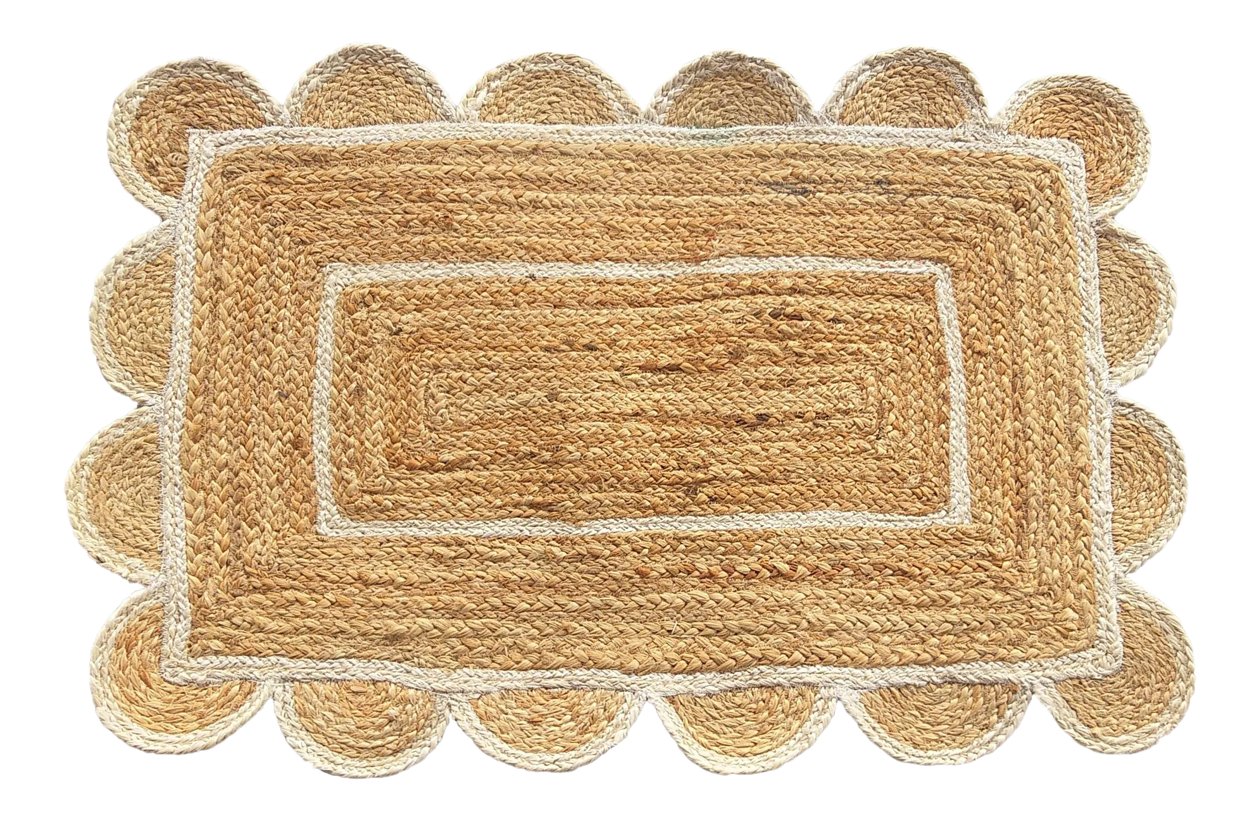 Off White Scalloped Jute Doormat