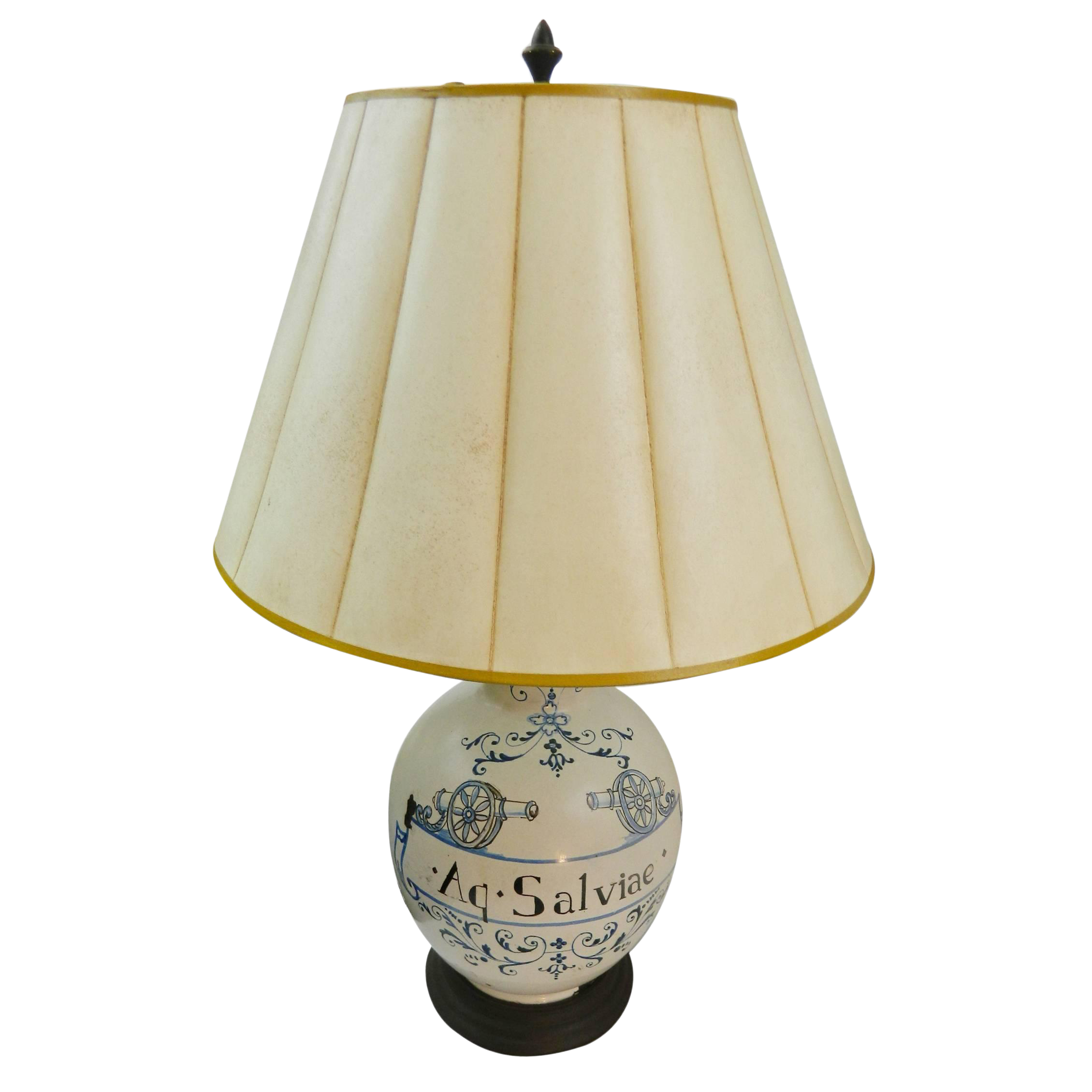 20th Century French Hand Painted Table Lamp on a Wood Base Chairish