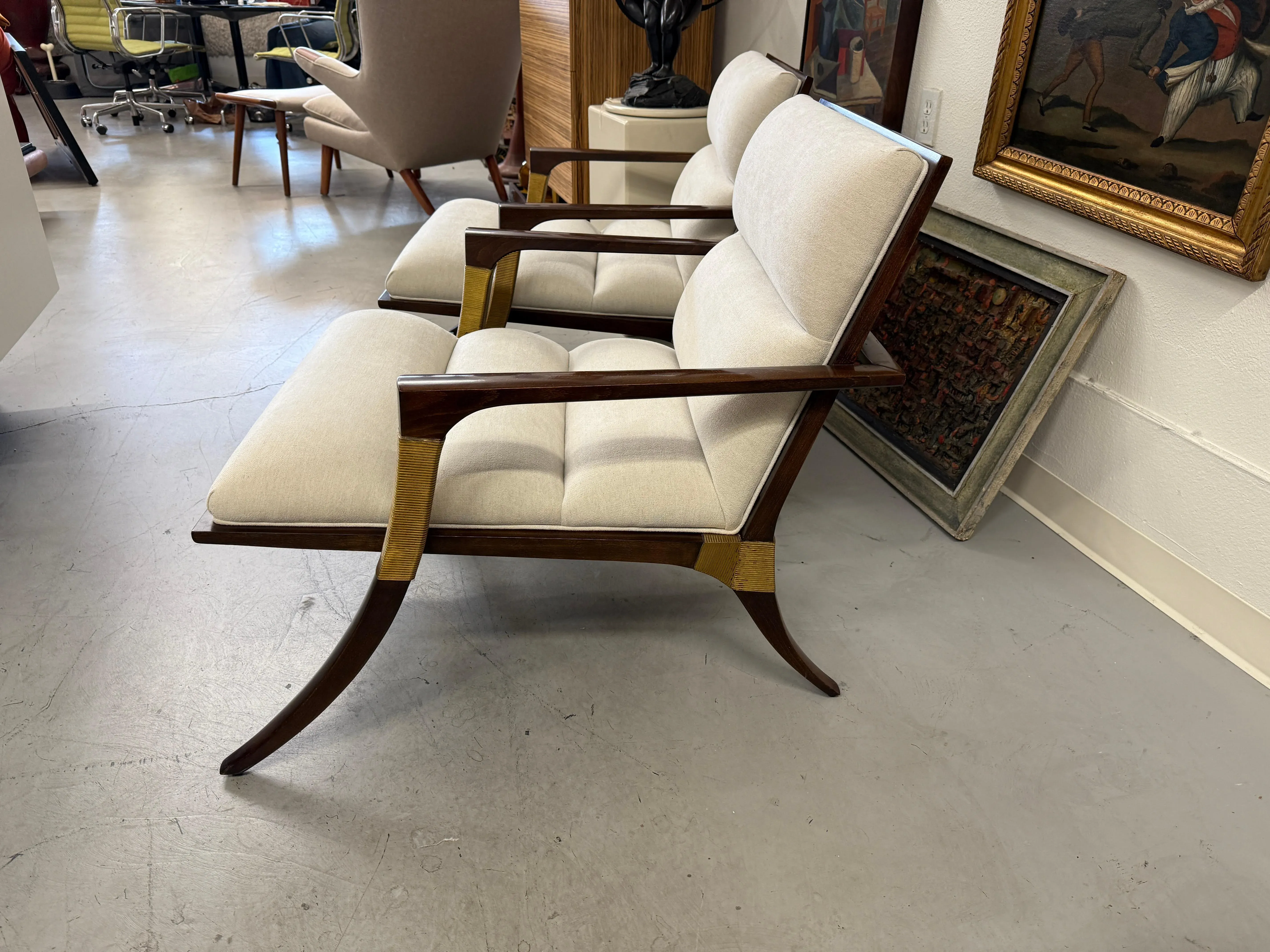 Pair of Baker Athena Klismos Lounge Chairs Attributed to Thomas