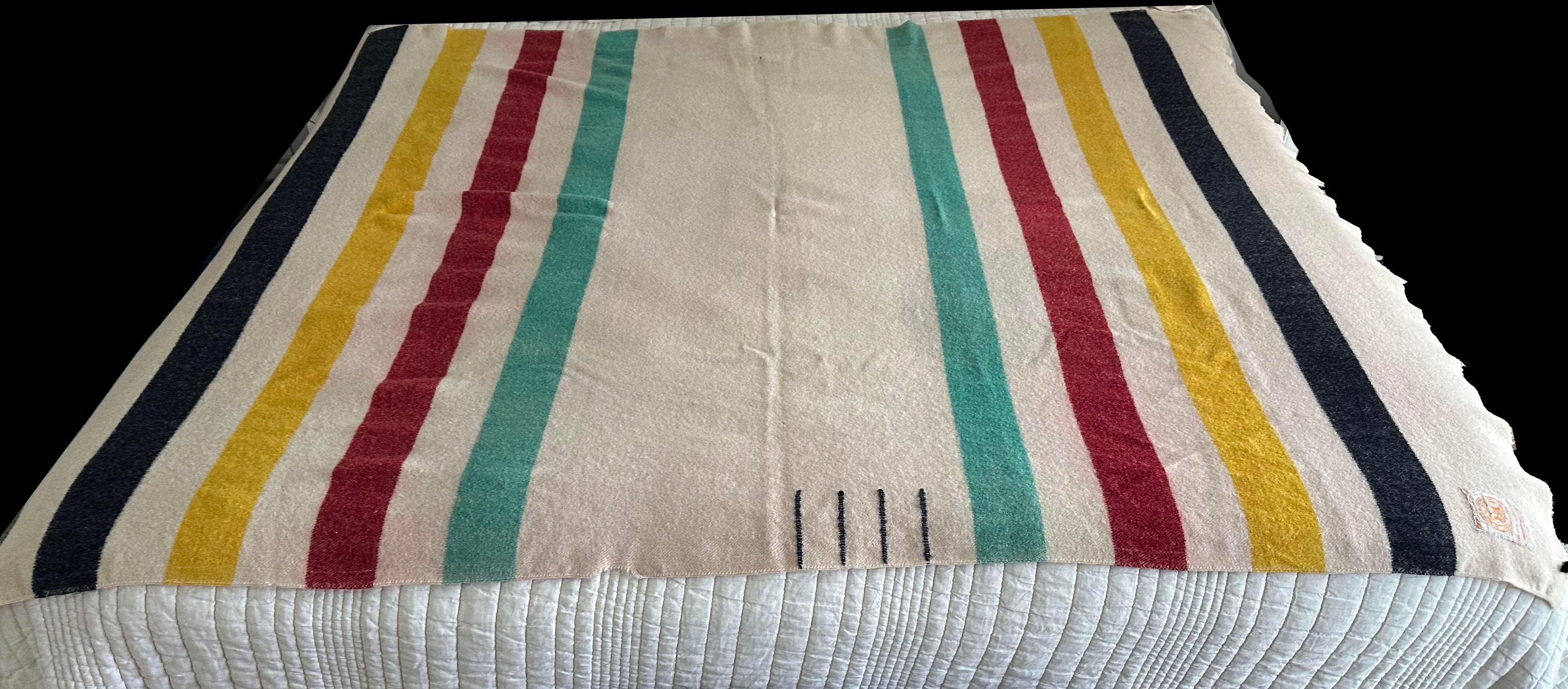 Antique Vintage 1934-1940 Hudson Bay Point Blanket Wool Gold