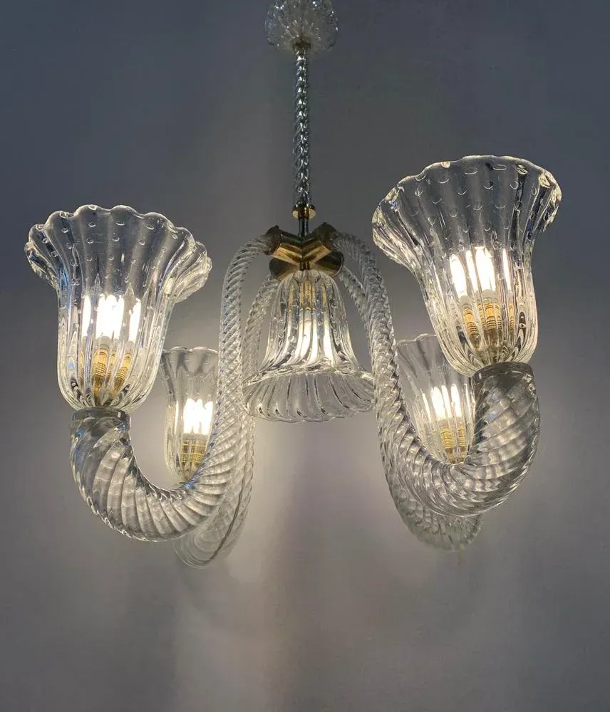 Murano Pendant Chandelier from Seguso, 1950s