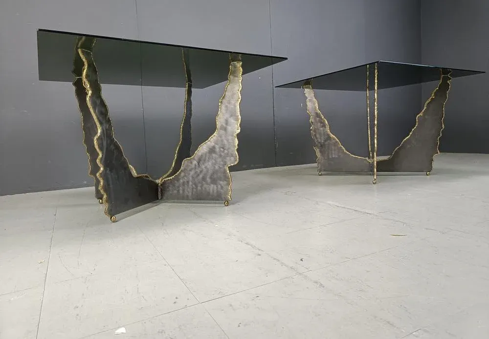 Brutalist Cut Steel Coffee Tables, 1970s, Set of 2