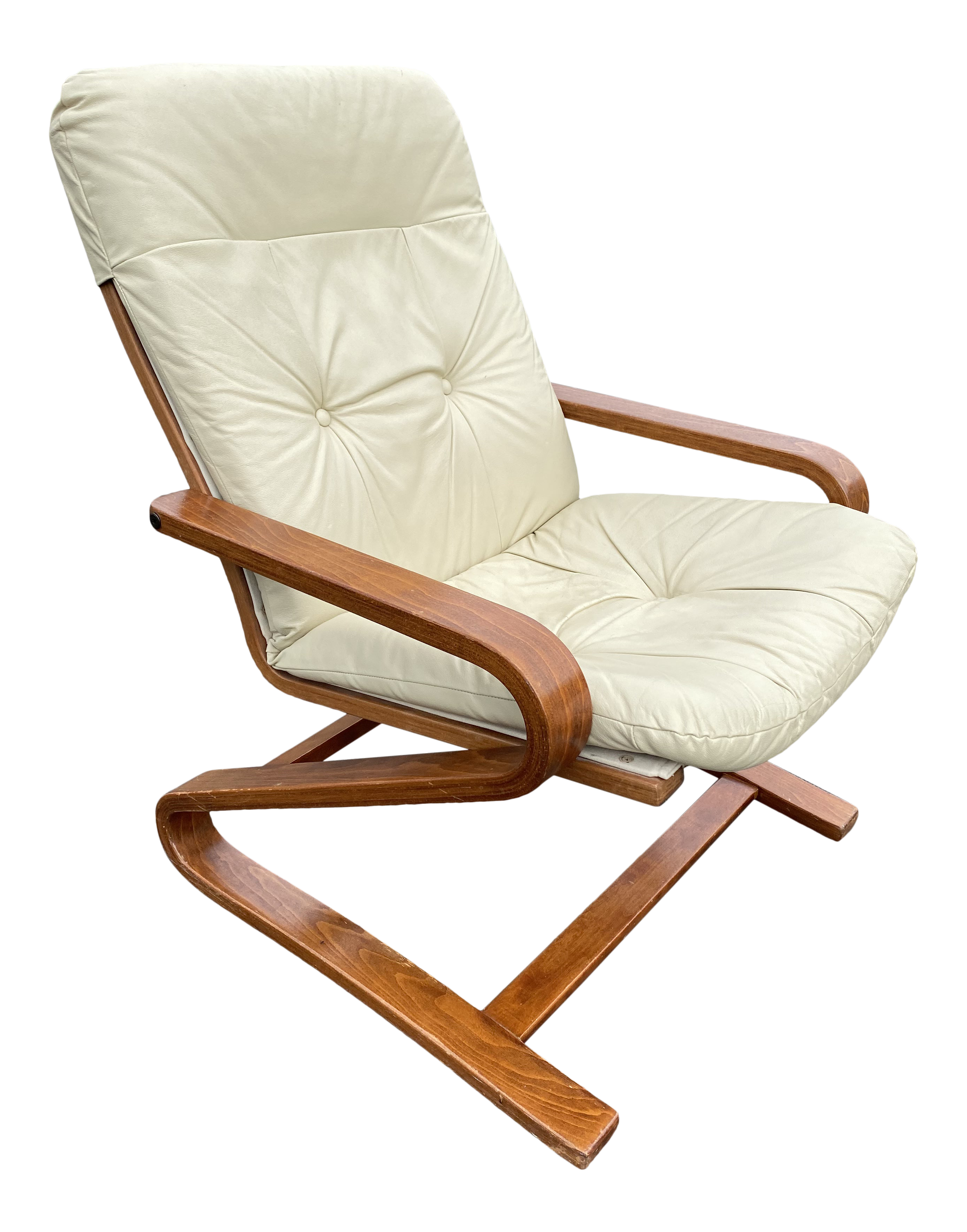 authentic teak furniture on 1980s Vintage Teak Bentwood Scandinavian Leather Lounge Chair Chairish