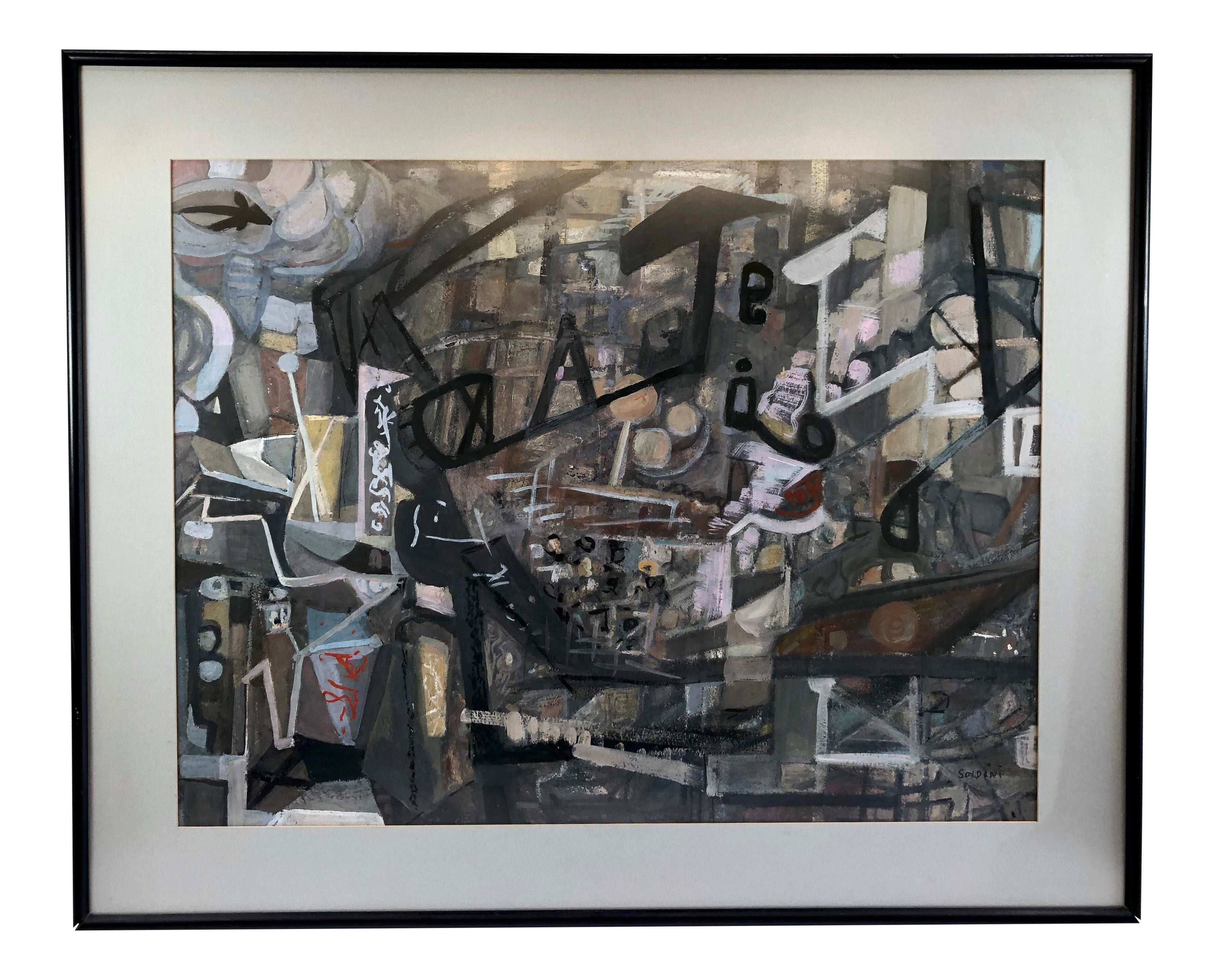 Late 20th Century Frances Soldini Framed Abstract Watercolor On Paper Computer Age Signed Painting Chairish