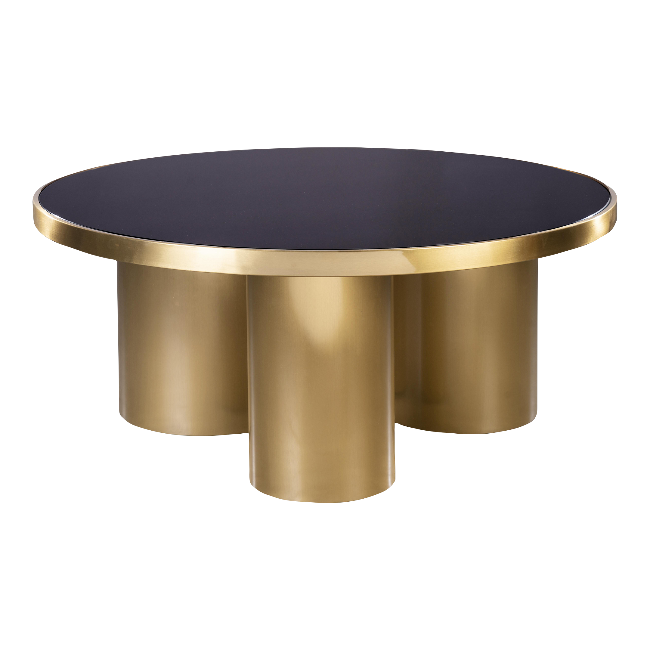 Balmain Round Modern Coffee Table in Black and Gold Chairish