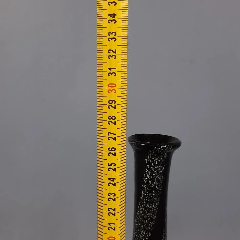 Black Murano Glass Vase with Silver Flakes by Archimede Seguso, 1970s