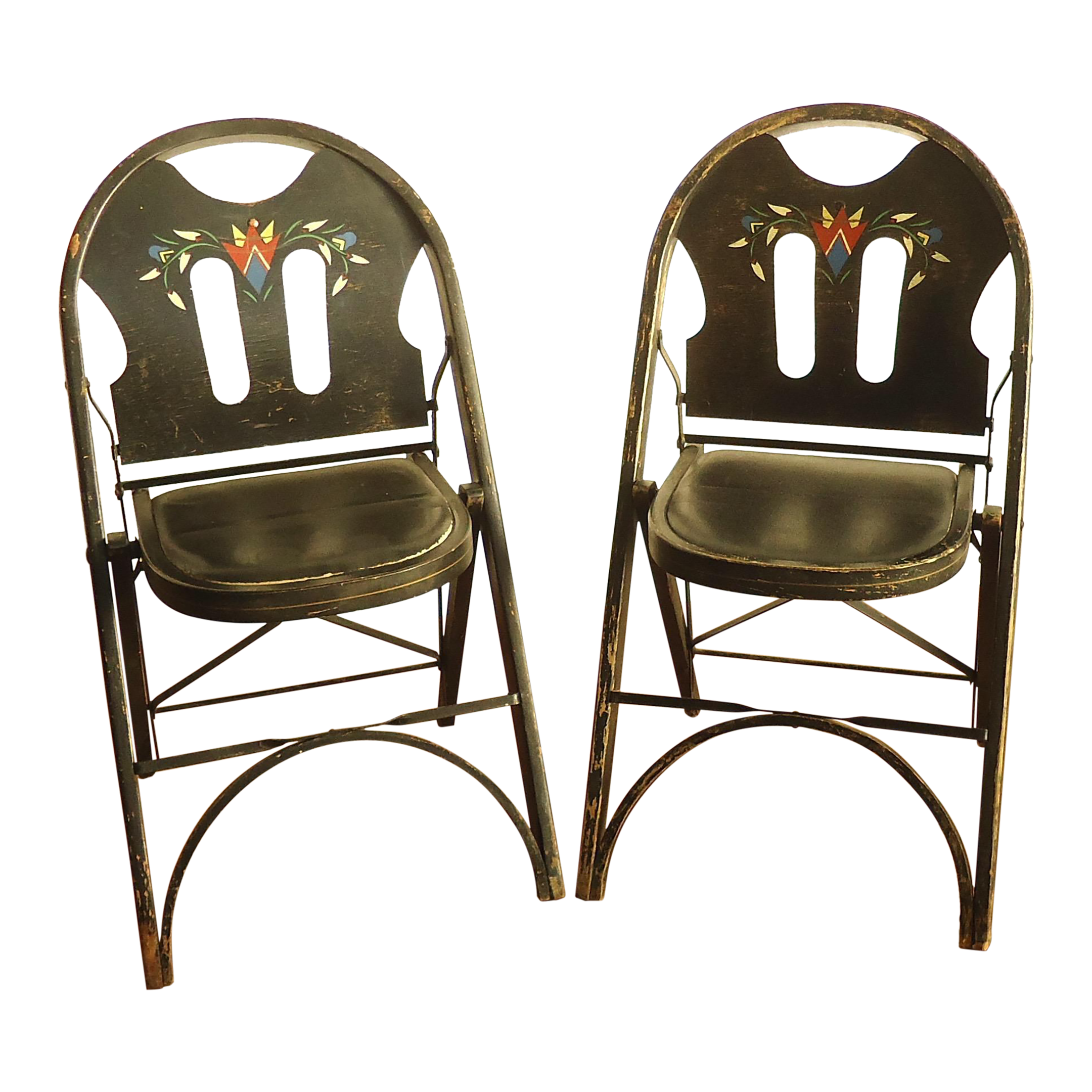 Art Deco Louis Rastetter Wood Folding Chairs a Pair Chairish