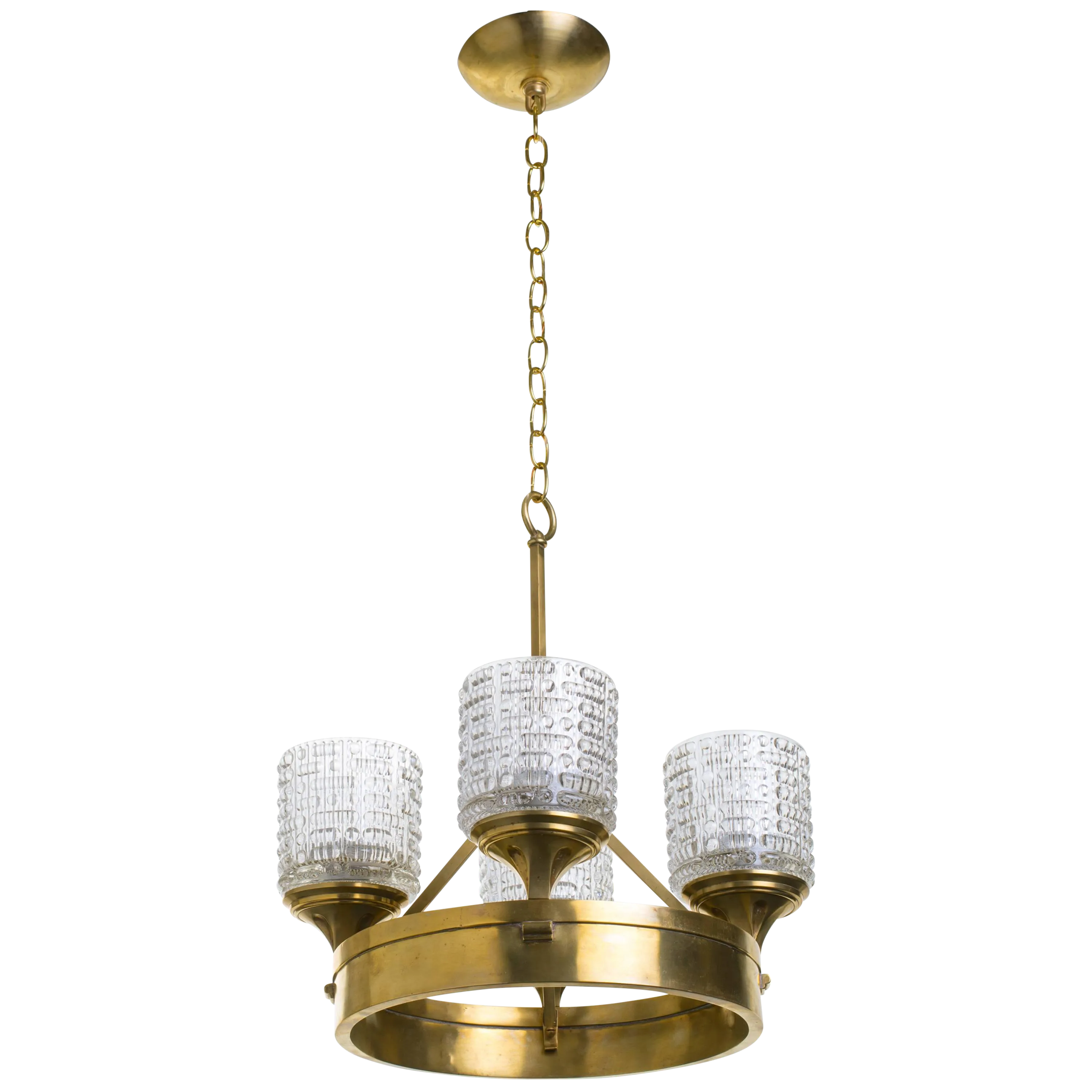 Pressed Glass and Brass German Chandelier Chairish