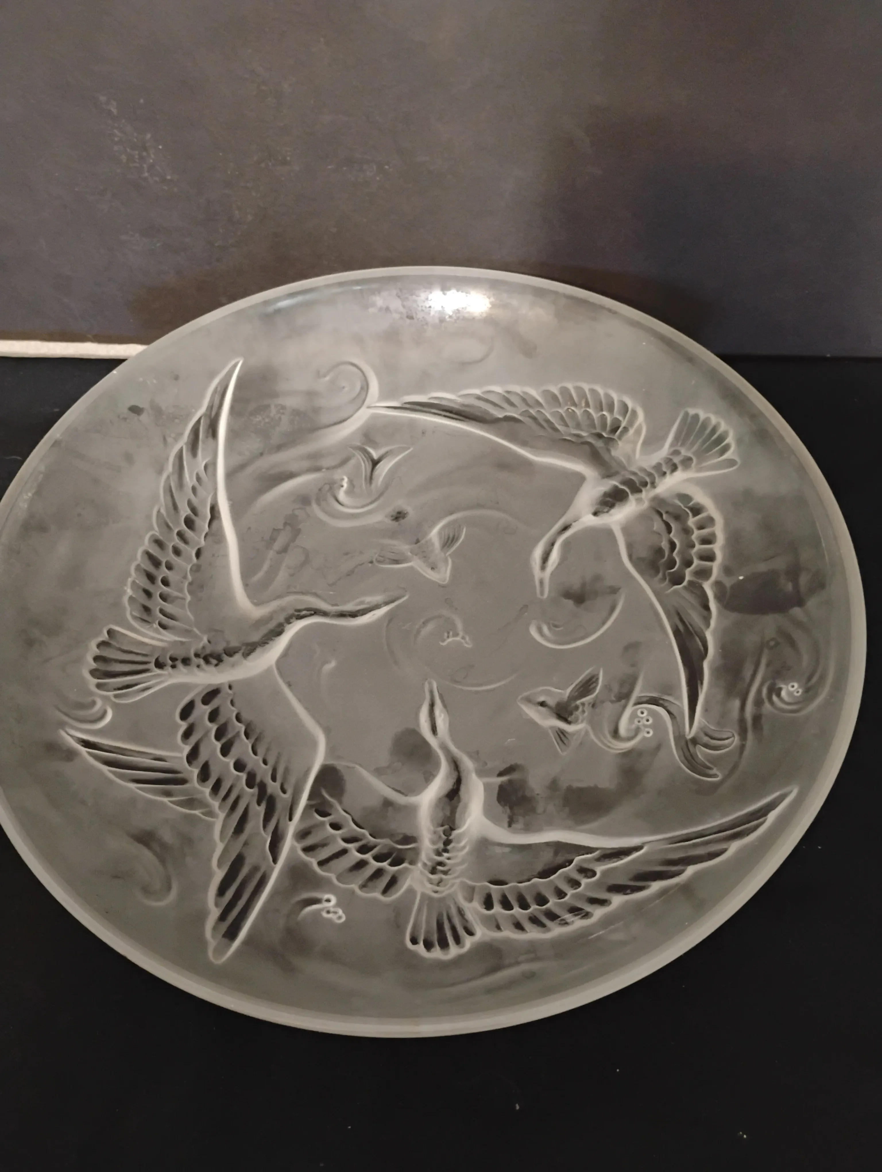 Vintage Verlys France Birds and Koi Art Deco Signed Bowl | Chairish