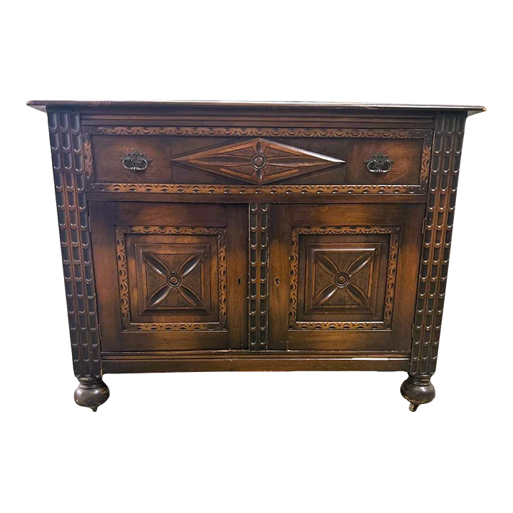 Rare 1920s Baker Furniture Antique Large Spanish Revival 42” Walnut