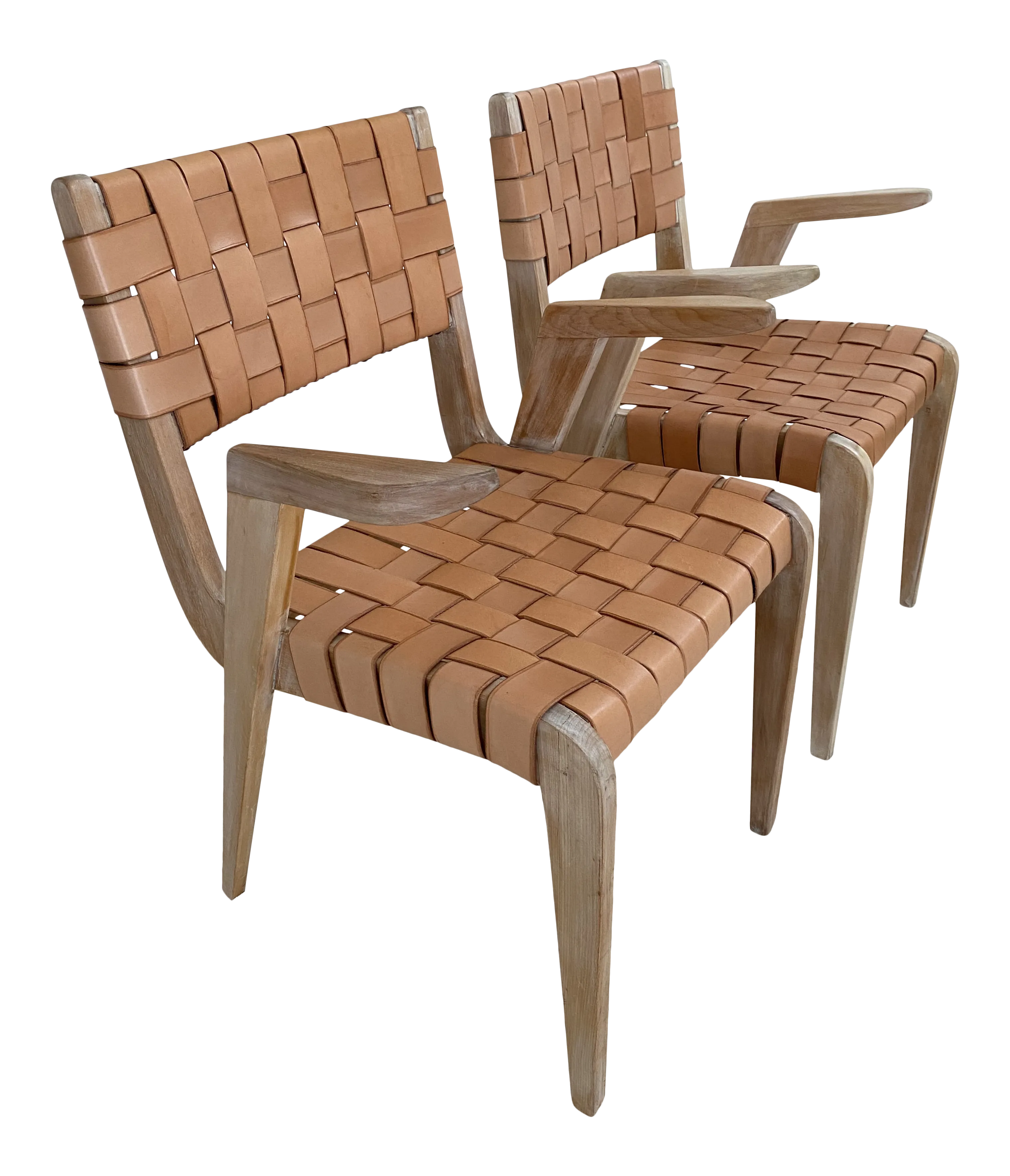 1940s Cowhide Leather Webbing Arm Chair by Abel Sorenson for Knoll