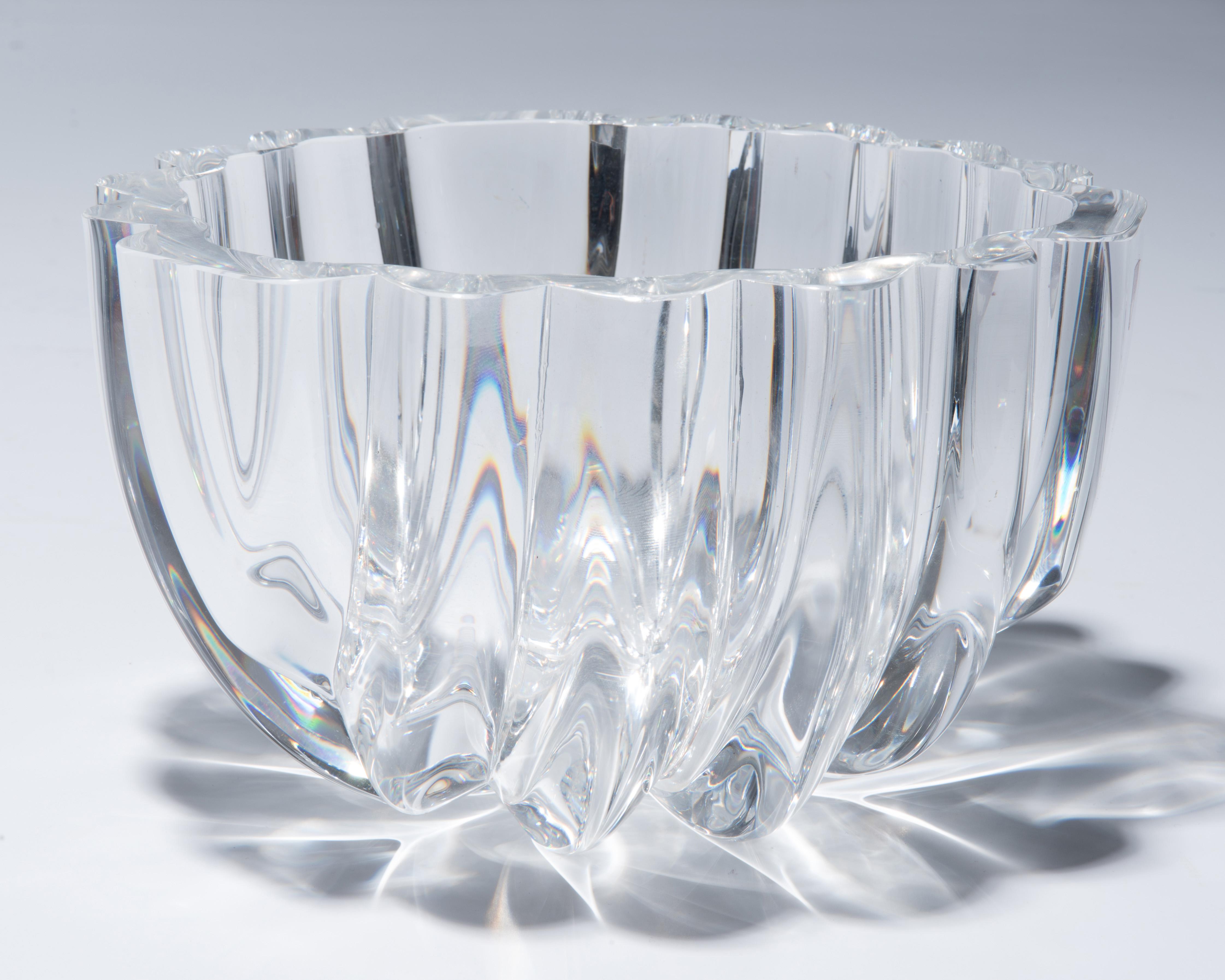 Organic Lars Hellsten Orrefors Crystal Bowl Mid Century