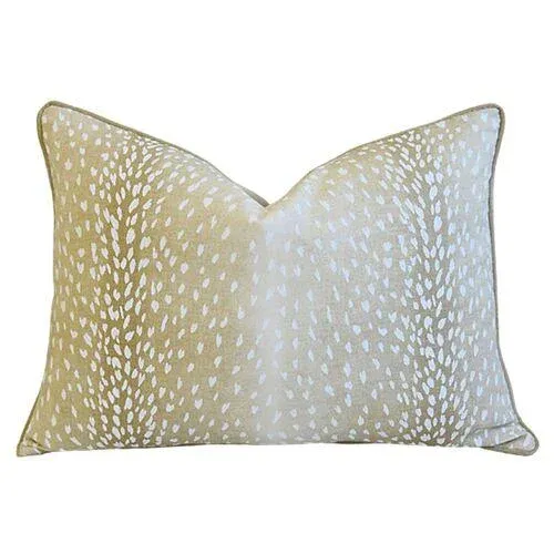 Cream Tan Antelope Deer Linen/Velvet Feather/Down Pillow Chairish