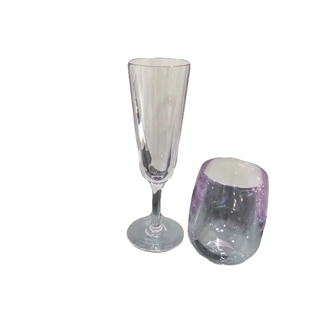 Crate & Barrel Symglass Acrylic Glasses, 12 Stemless and 12 Flutes Set