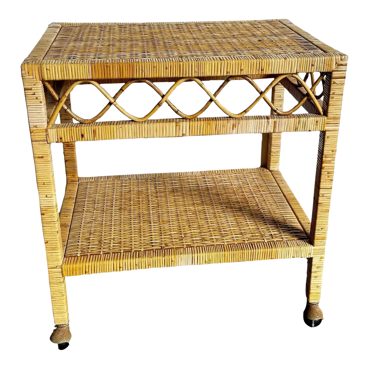 Boho Chic Wicker Two Tier Cart