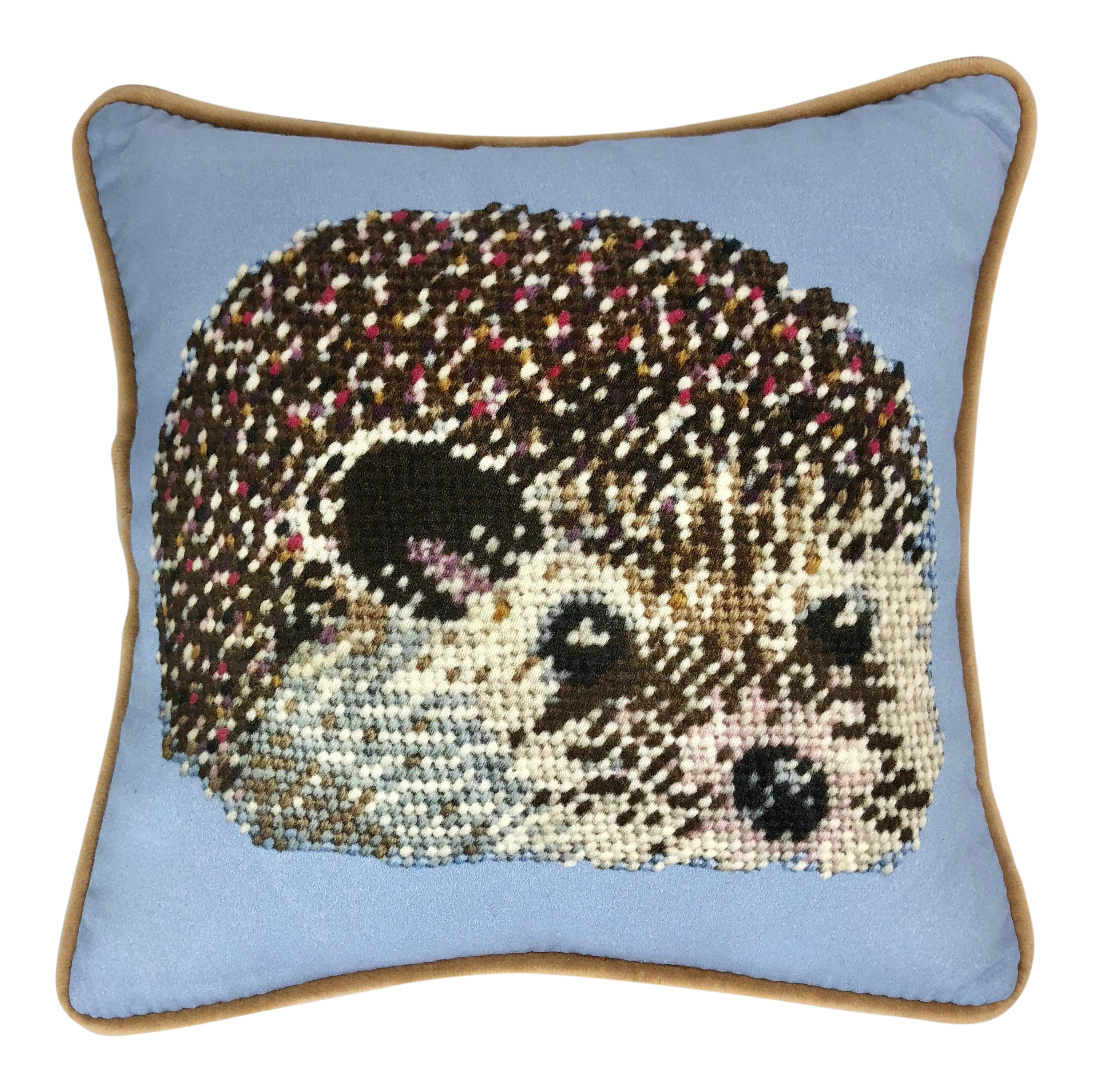 Cabin Decor Nursery Hedgehog Custom Pillow Original Textile Art